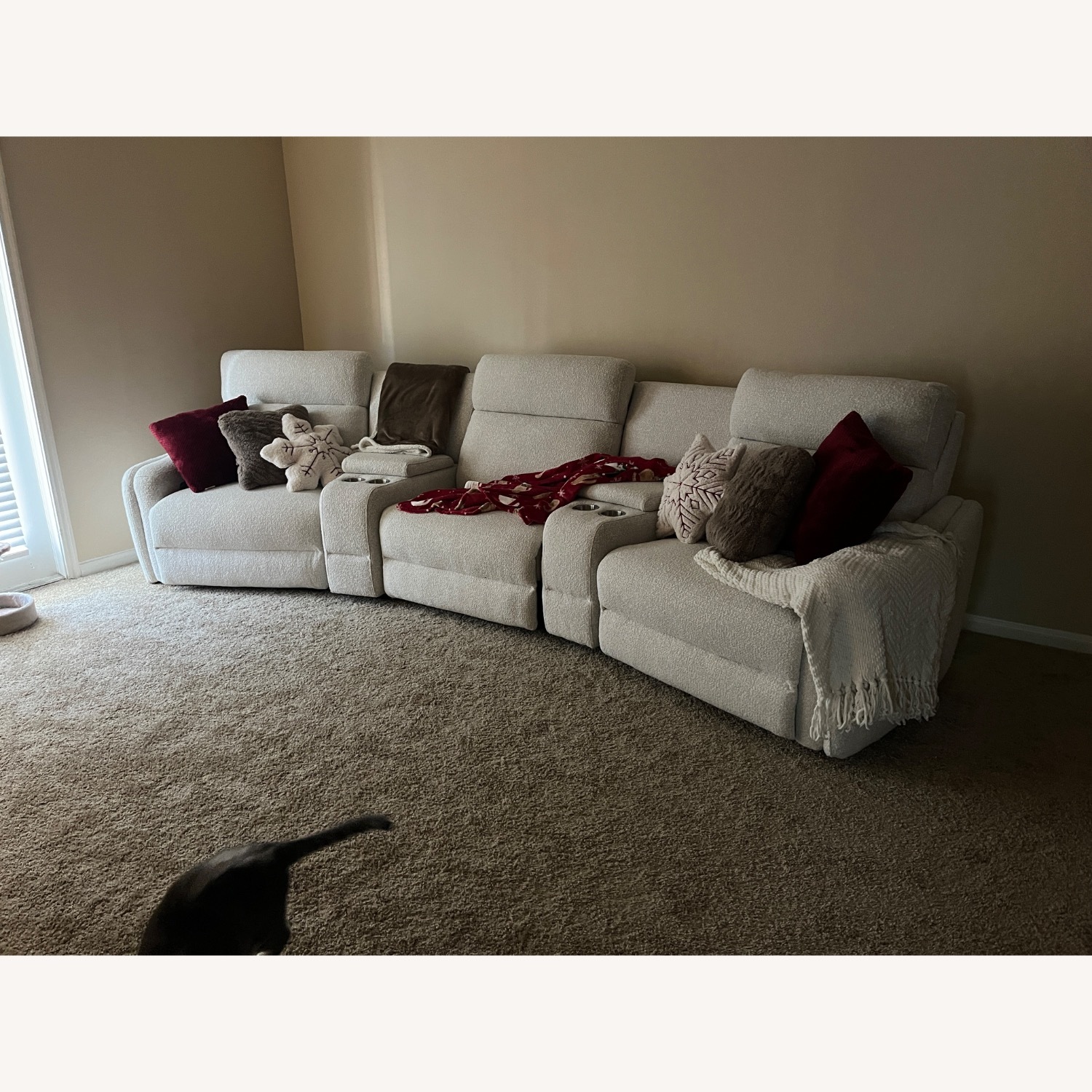 Rooms To Go Power Reclining White Sectional Sofa Couch - image-4