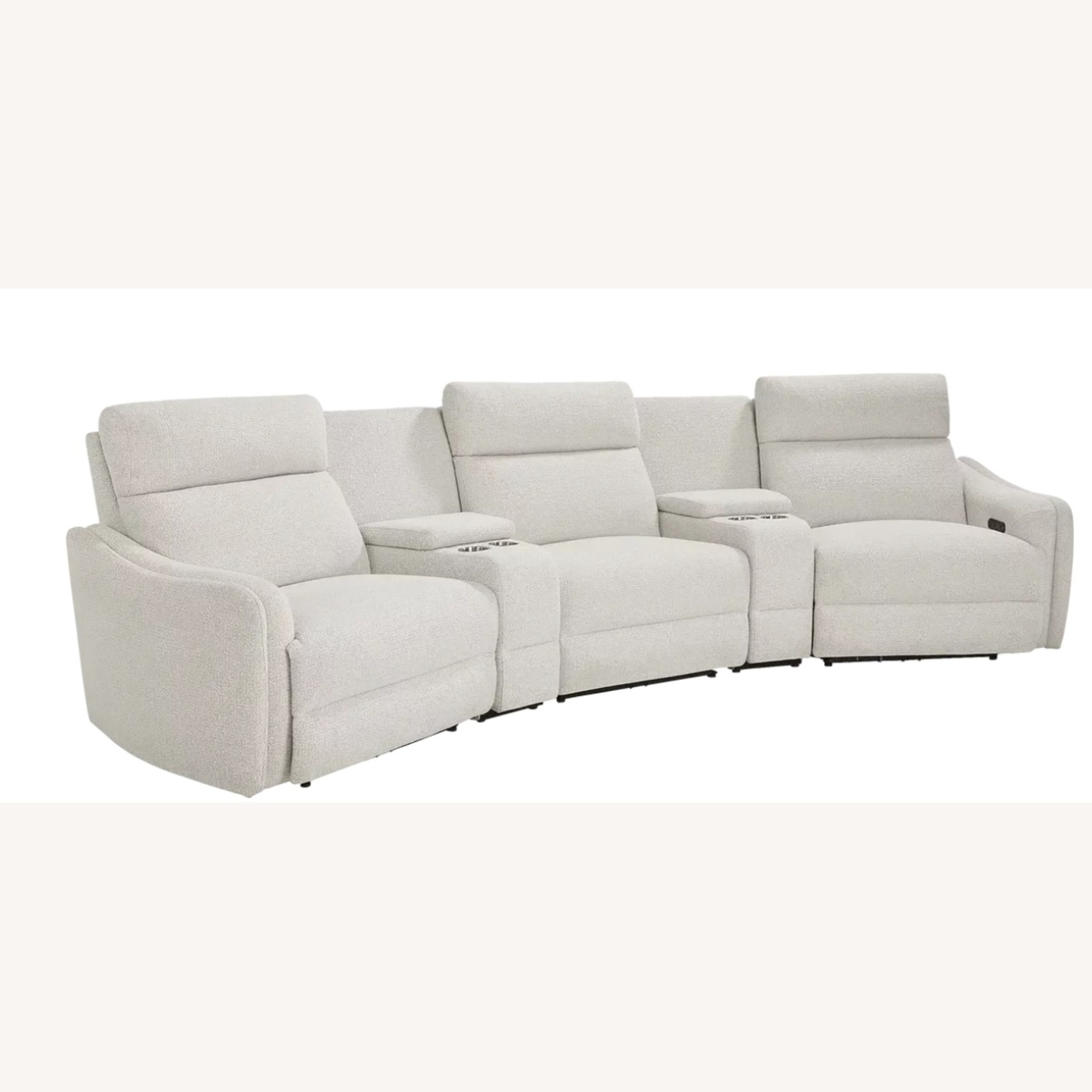 Rooms To Go Power Reclining White Sectional Sofa Couch - image-7