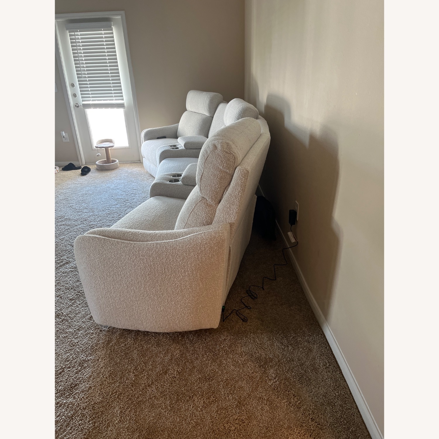 Rooms To Go Power Reclining White Sectional Sofa Couch - image-3