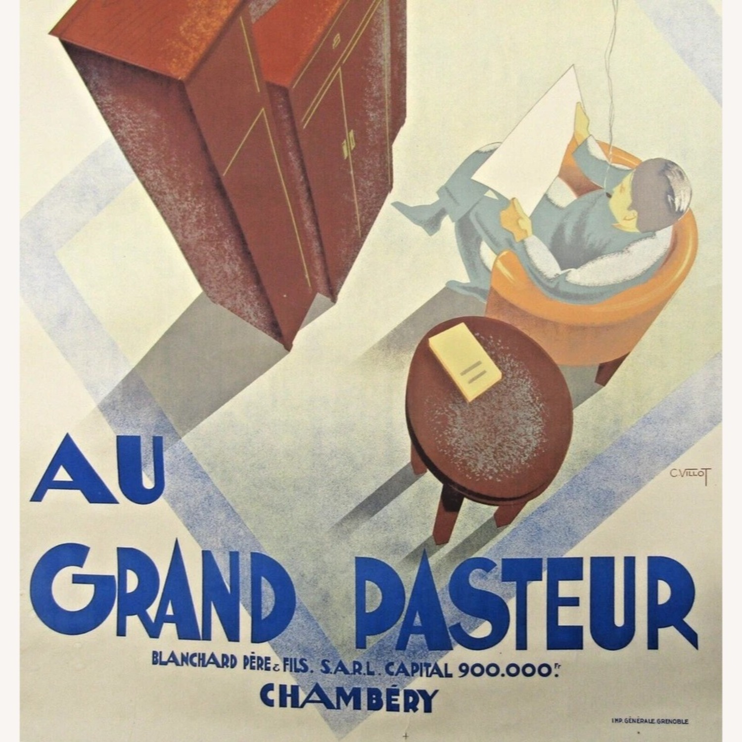 C. Villot Au Grand Pasteur French Art Deco Litho - image-3