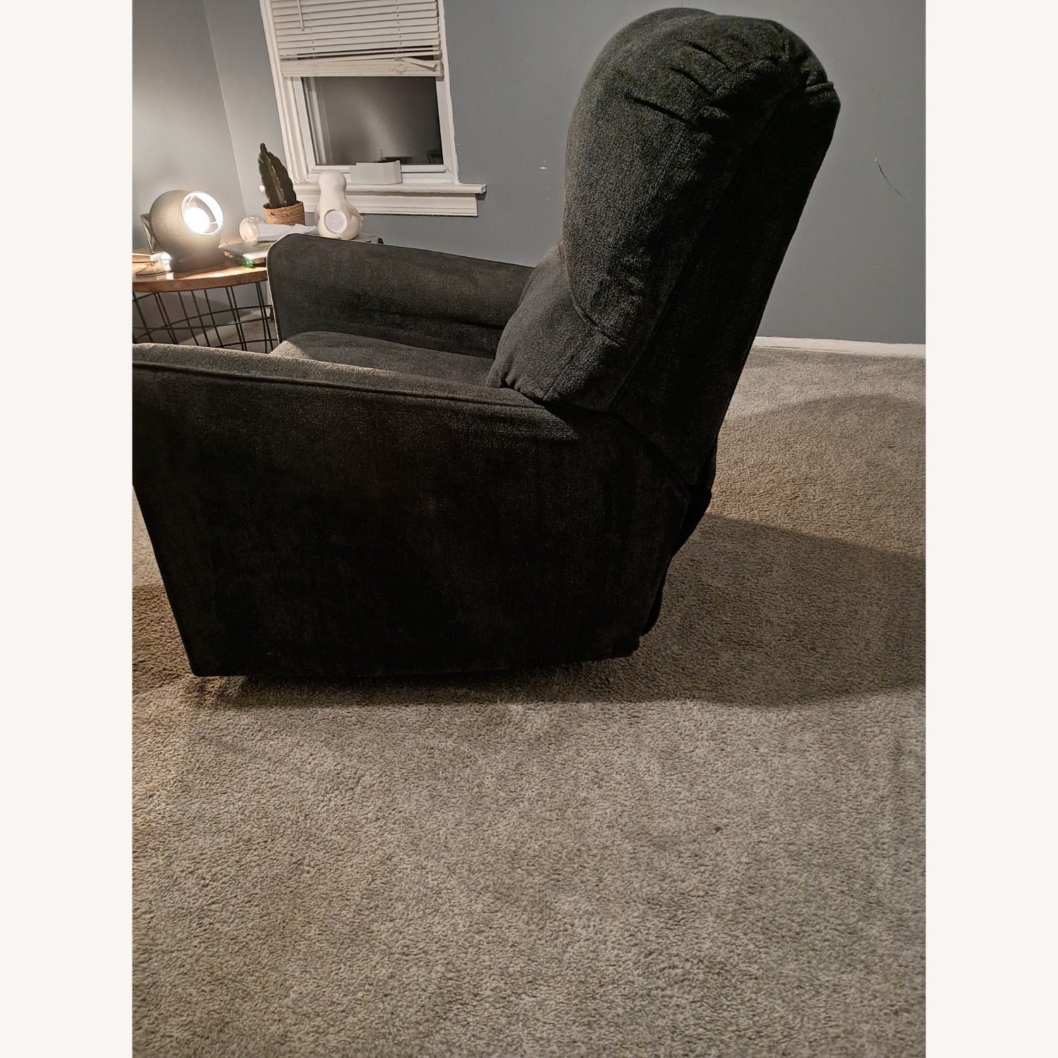Raymour & Flanigan Adelson Chenille Slate Gray Recliner Rocker - image-3