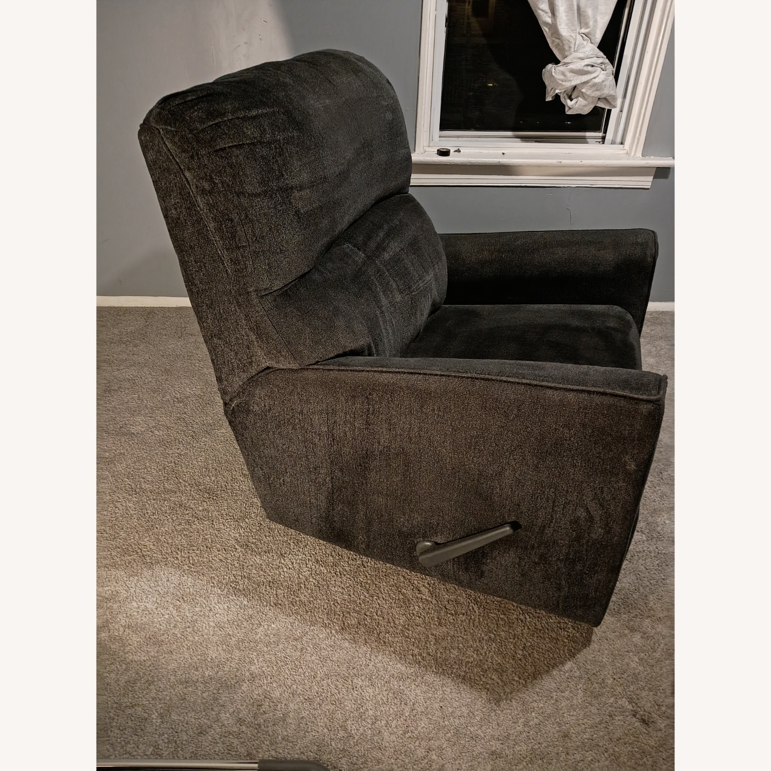 Raymour & Flanigan Adelson Chenille Slate Gray Recliner Rocker - image-1