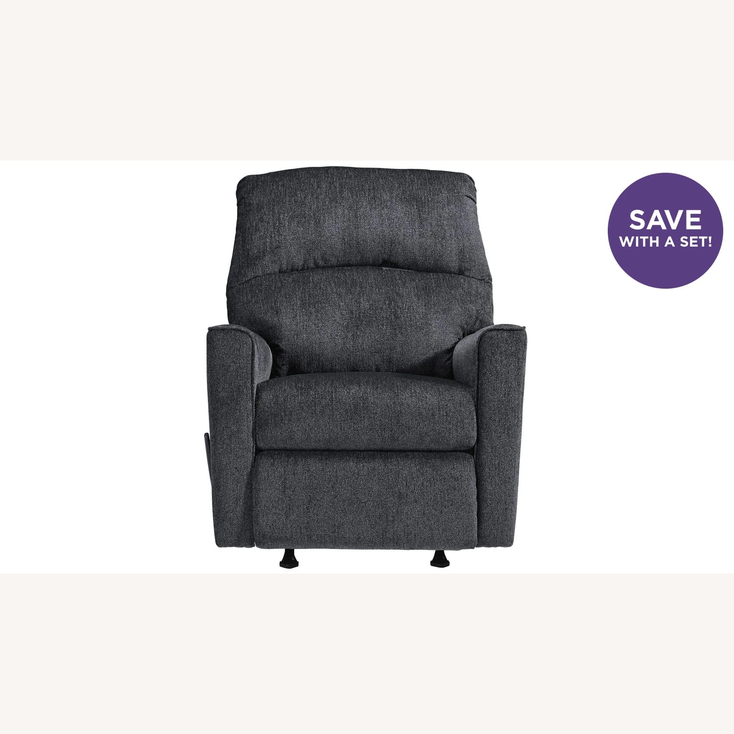 Raymour & Flanigan Adelson Chenille Slate Gray Recliner Rocker - image-0