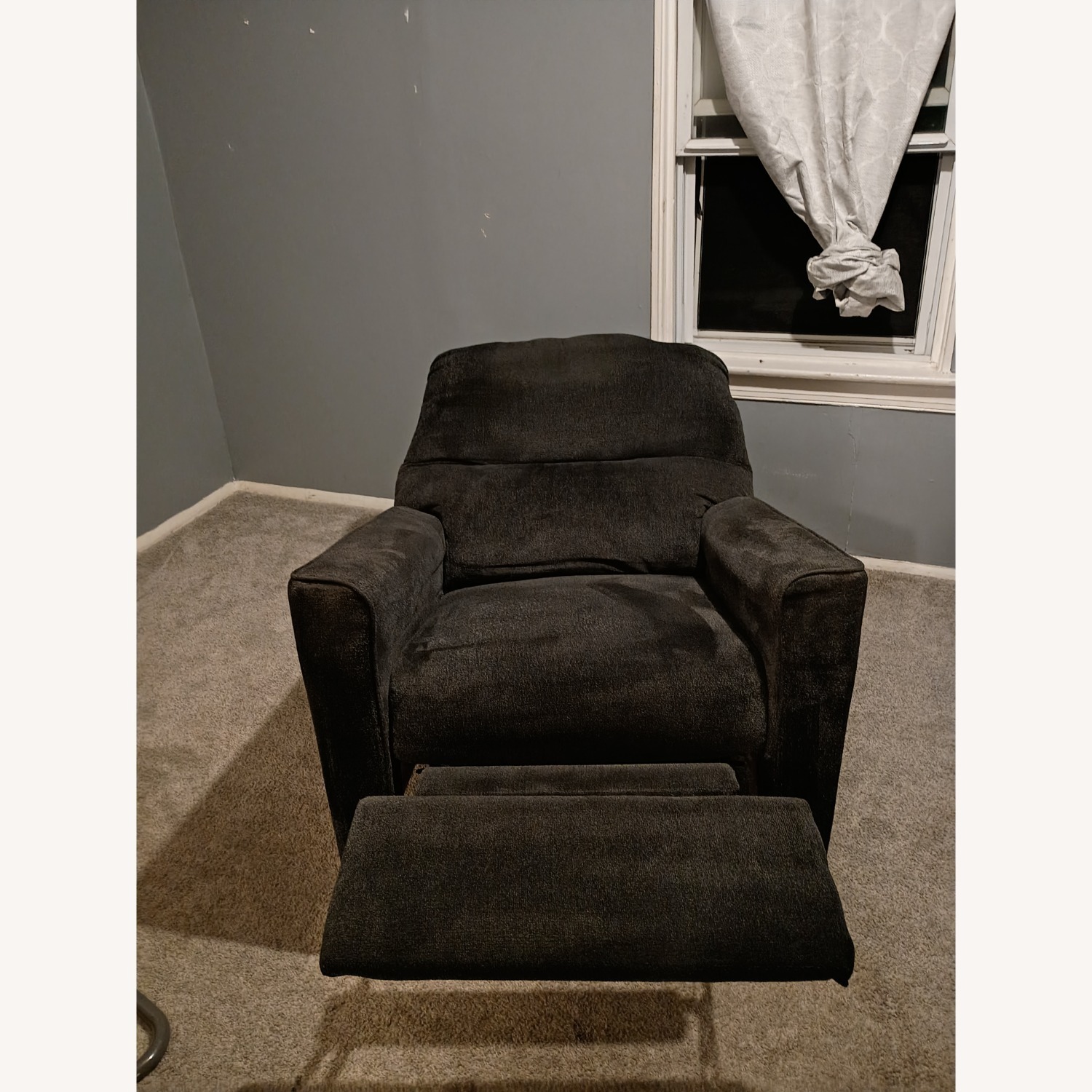 Raymour & Flanigan Adelson Chenille Slate Gray Recliner Rocker - image-2