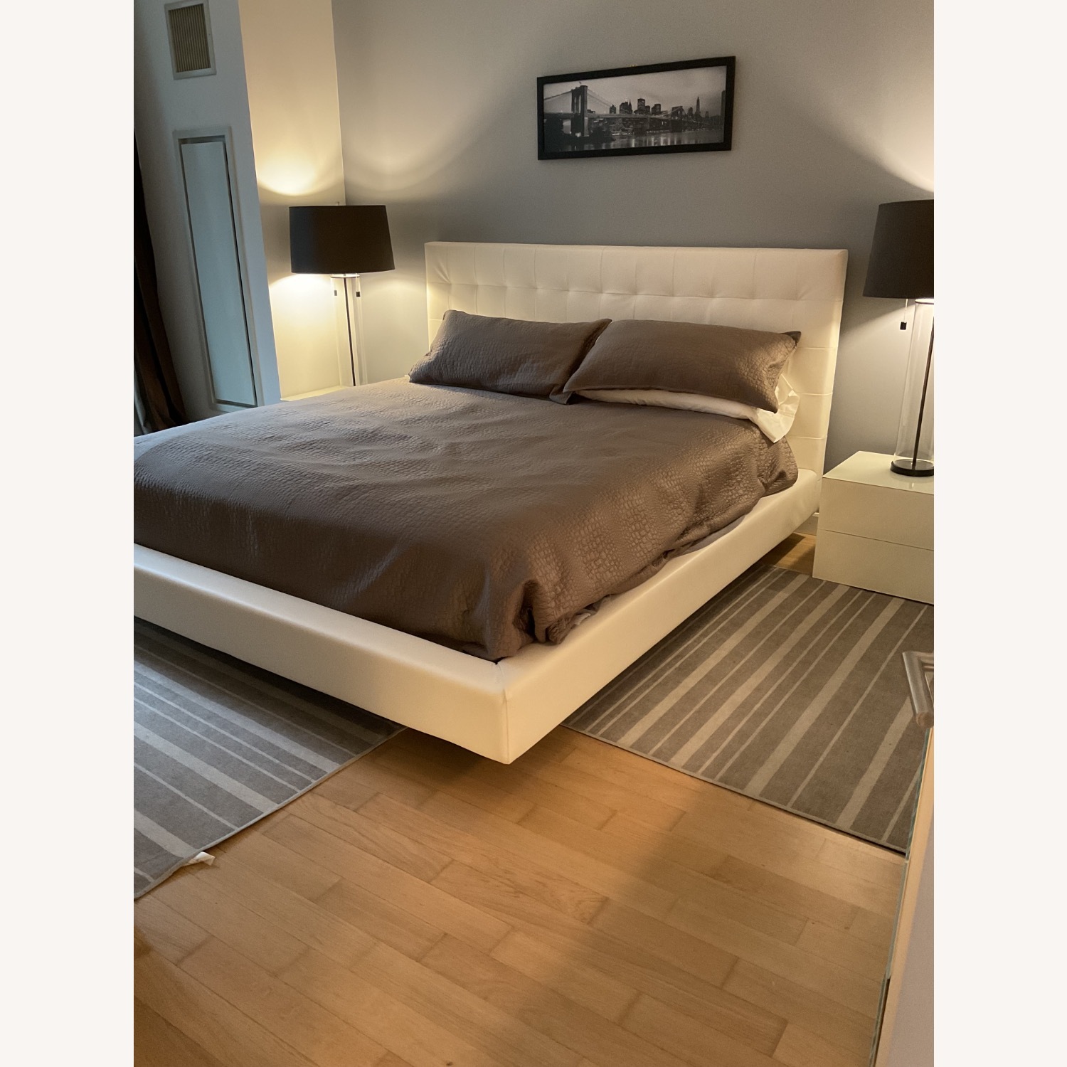 Italiana Divani White Leather Look King Bed - image-1