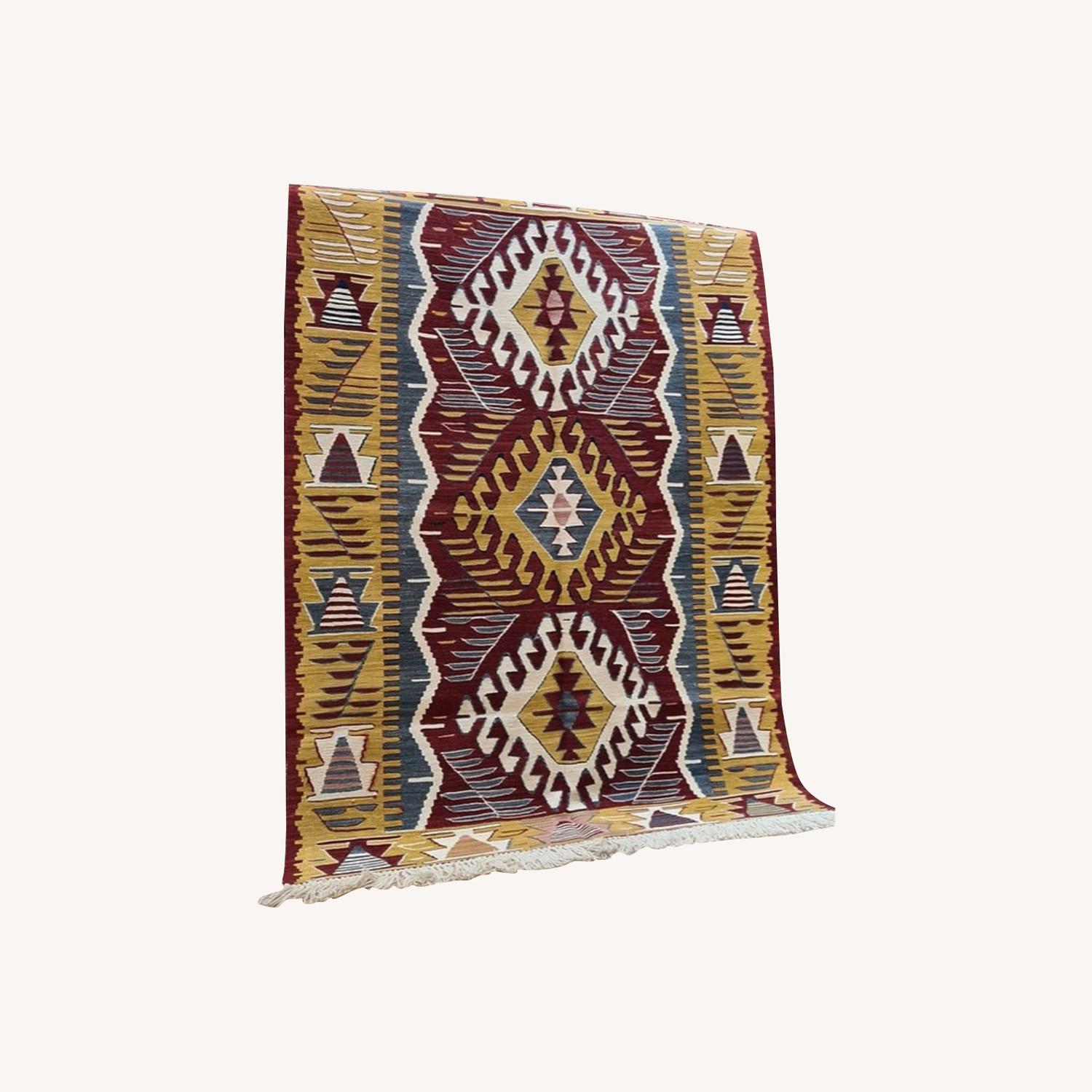 Contemporary Ushak Geometric Rug In Vintage Wine - image-0
