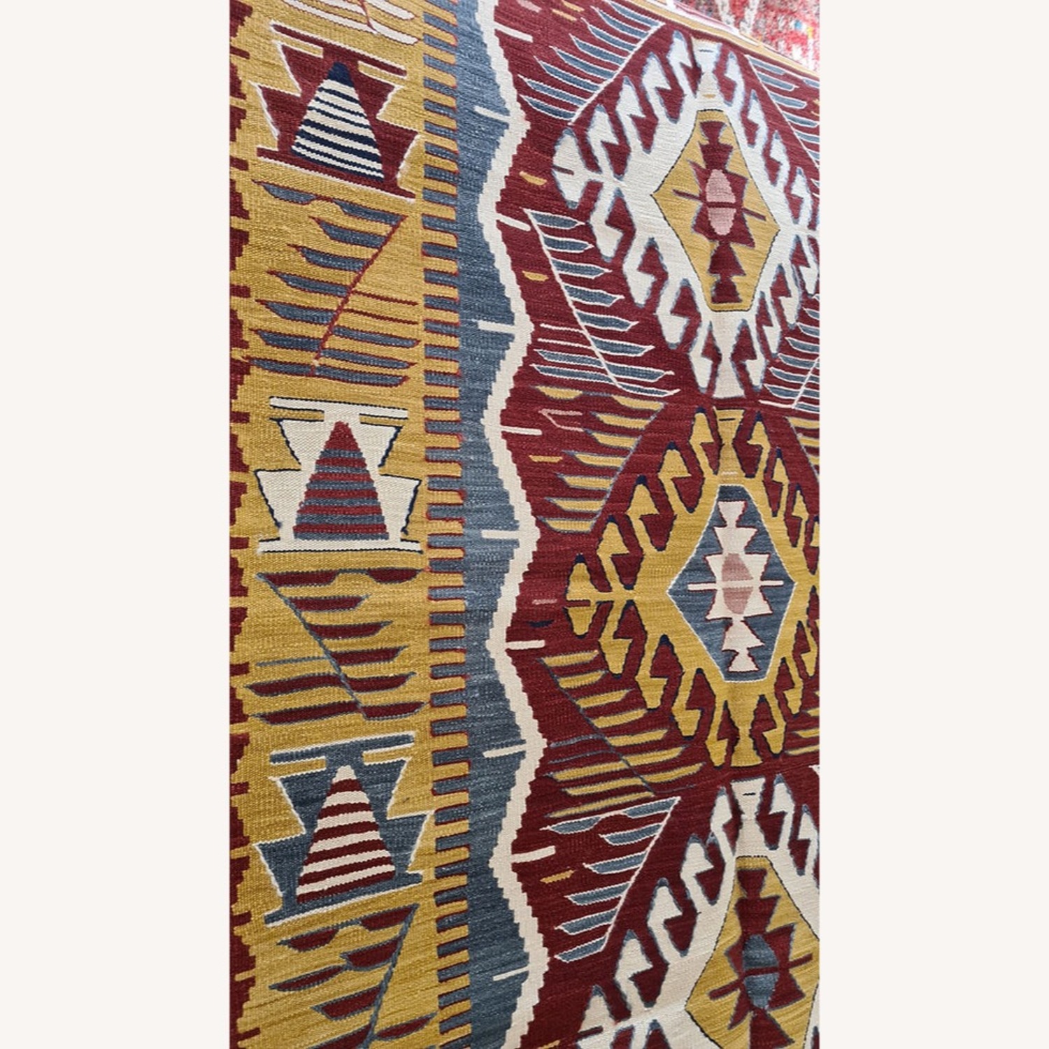 Contemporary Ushak Geometric Rug In Vintage Wine - image-6