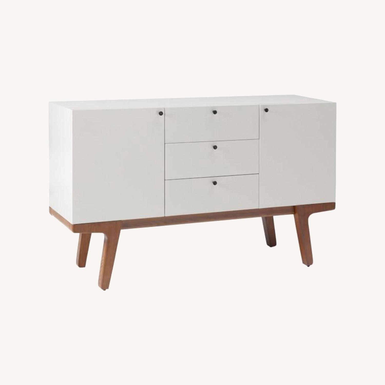 West Elm Modern 53" Buffet Media Console White Lacquer - image-0
