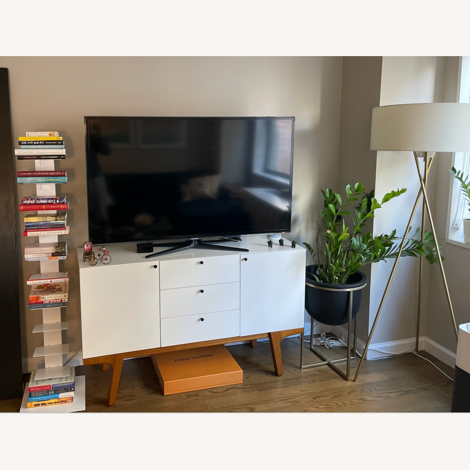 West Elm Modern 53" Buffet Media Console White Lacquer - image-5