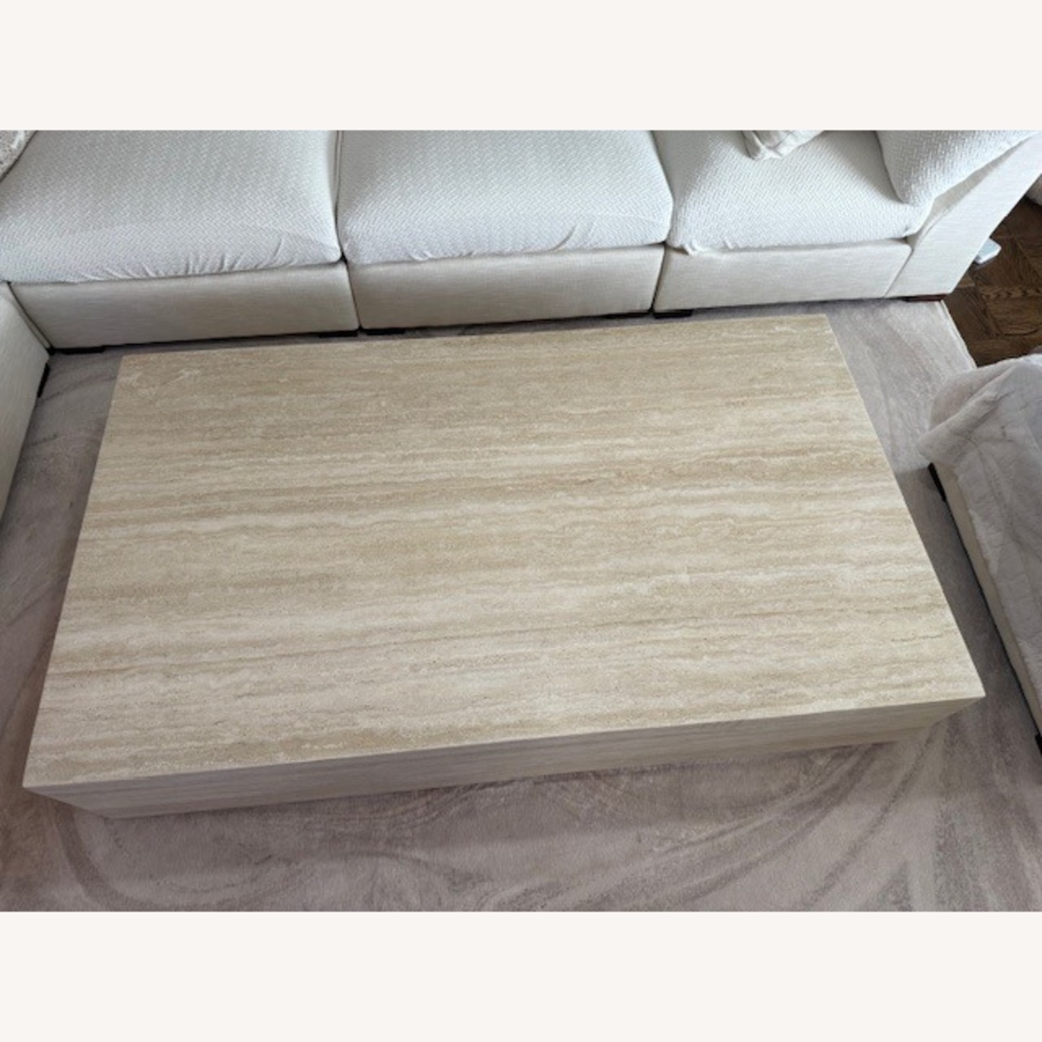 Travertine Plinth Coffee Table - image-1