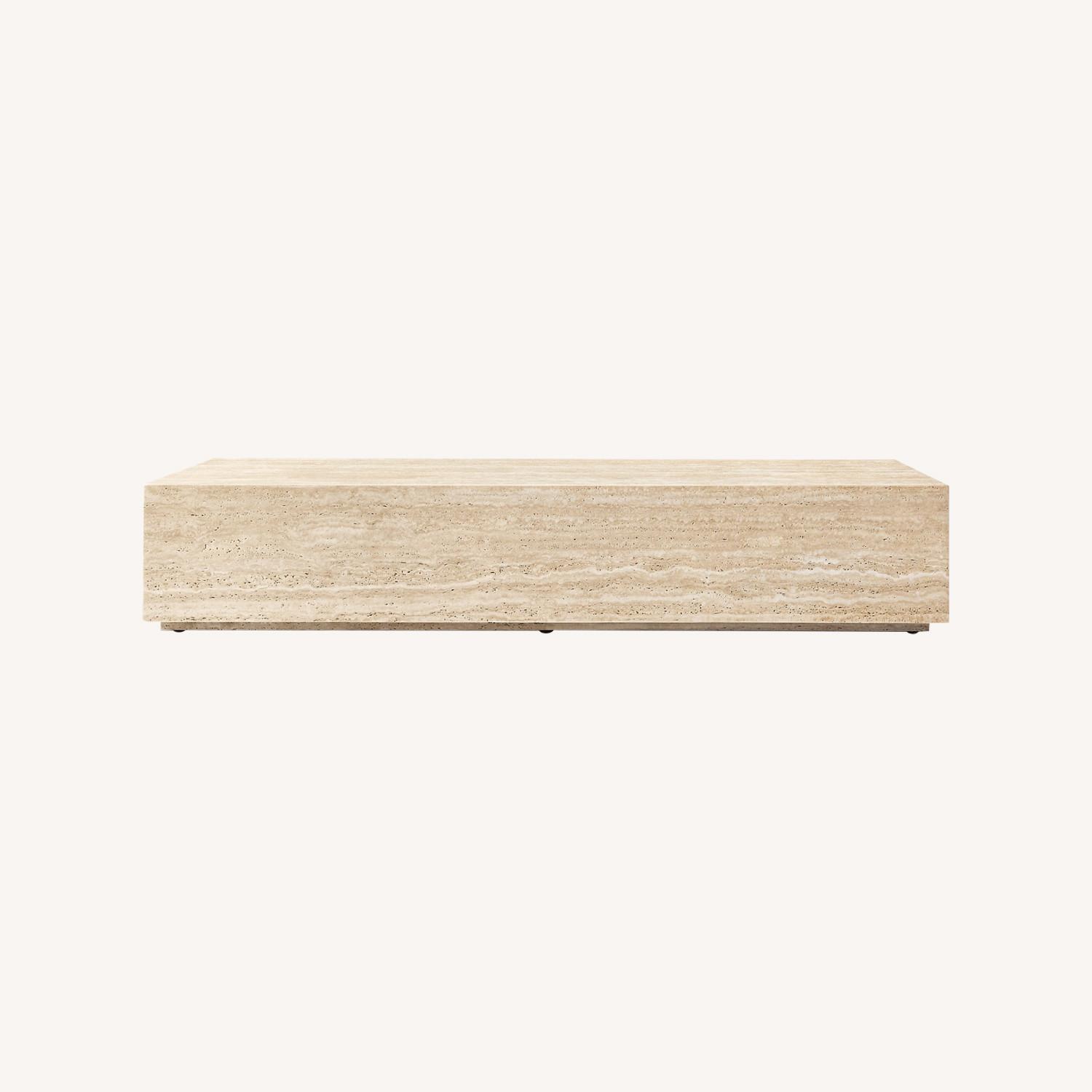 Travertine Plinth Coffee Table - image-0