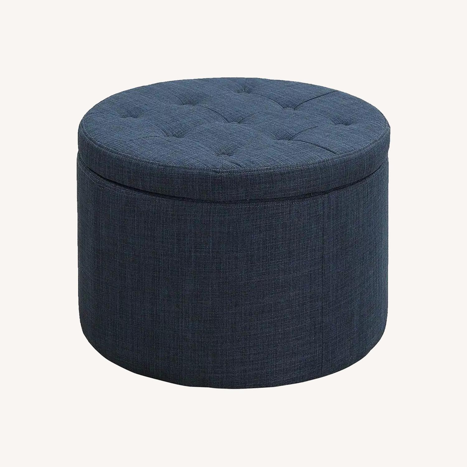 Blue Storage Ottoman - image-0