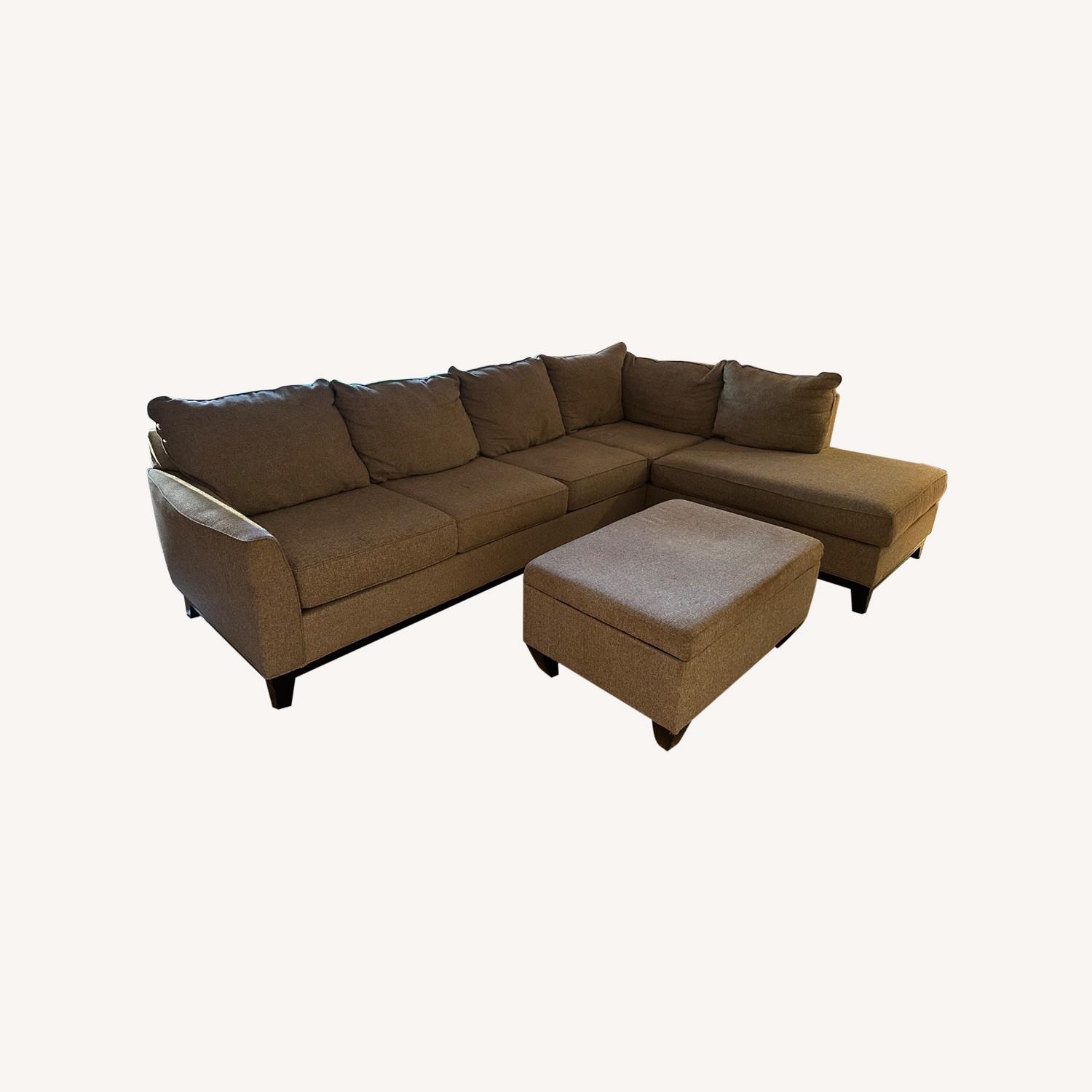Large Sectional Couch with Ottoman - image-0