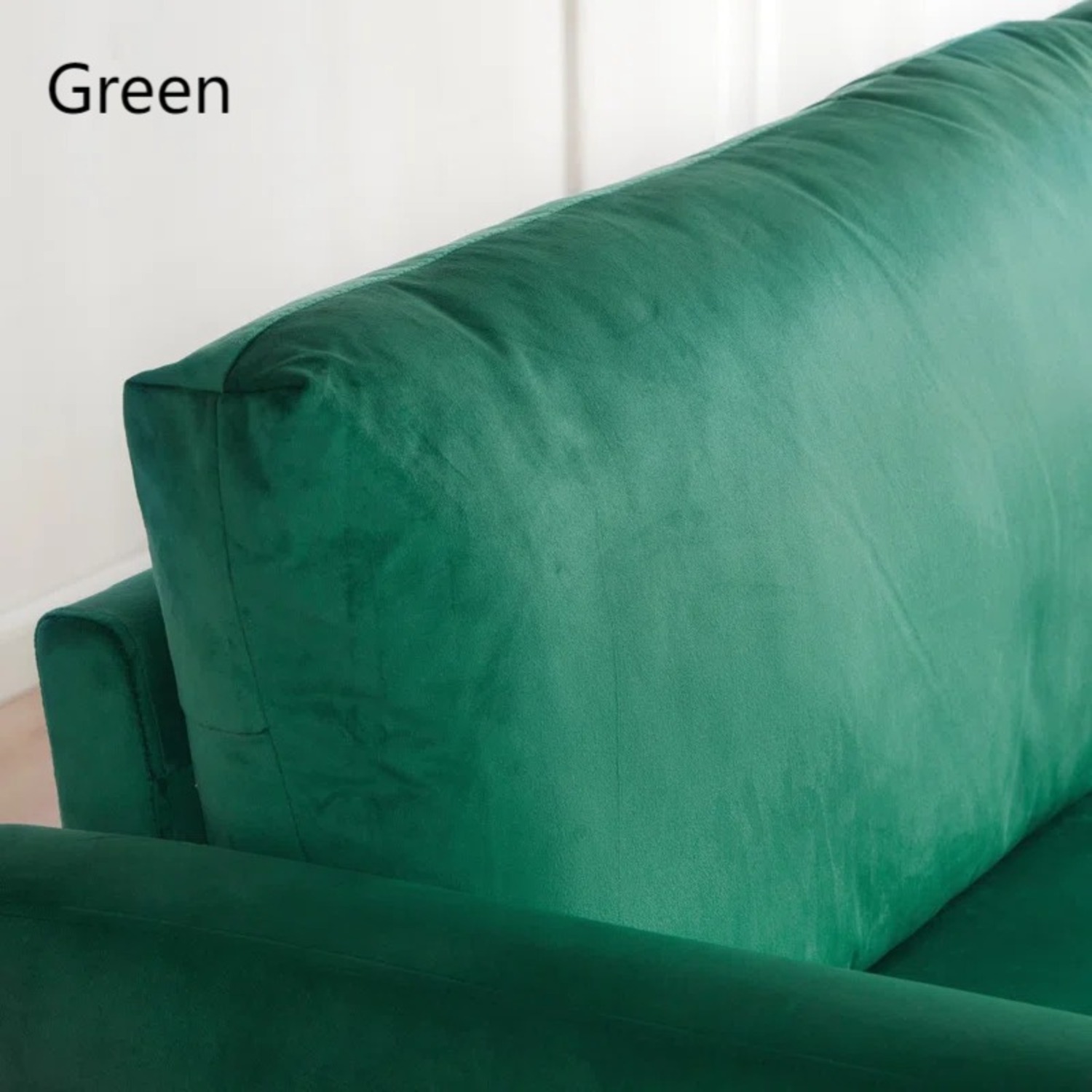 Modern Velvet Loveseat Sofa Couch Green - image-3
