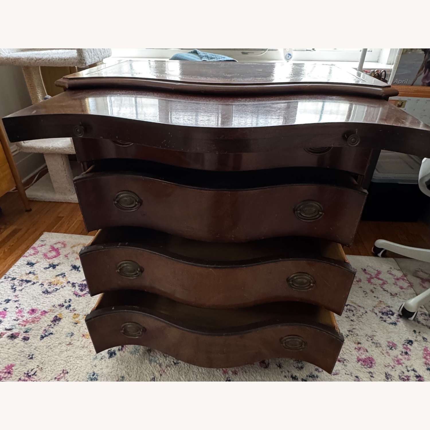 Lane Vintage Chest w Curved wood Leather Top - image-11