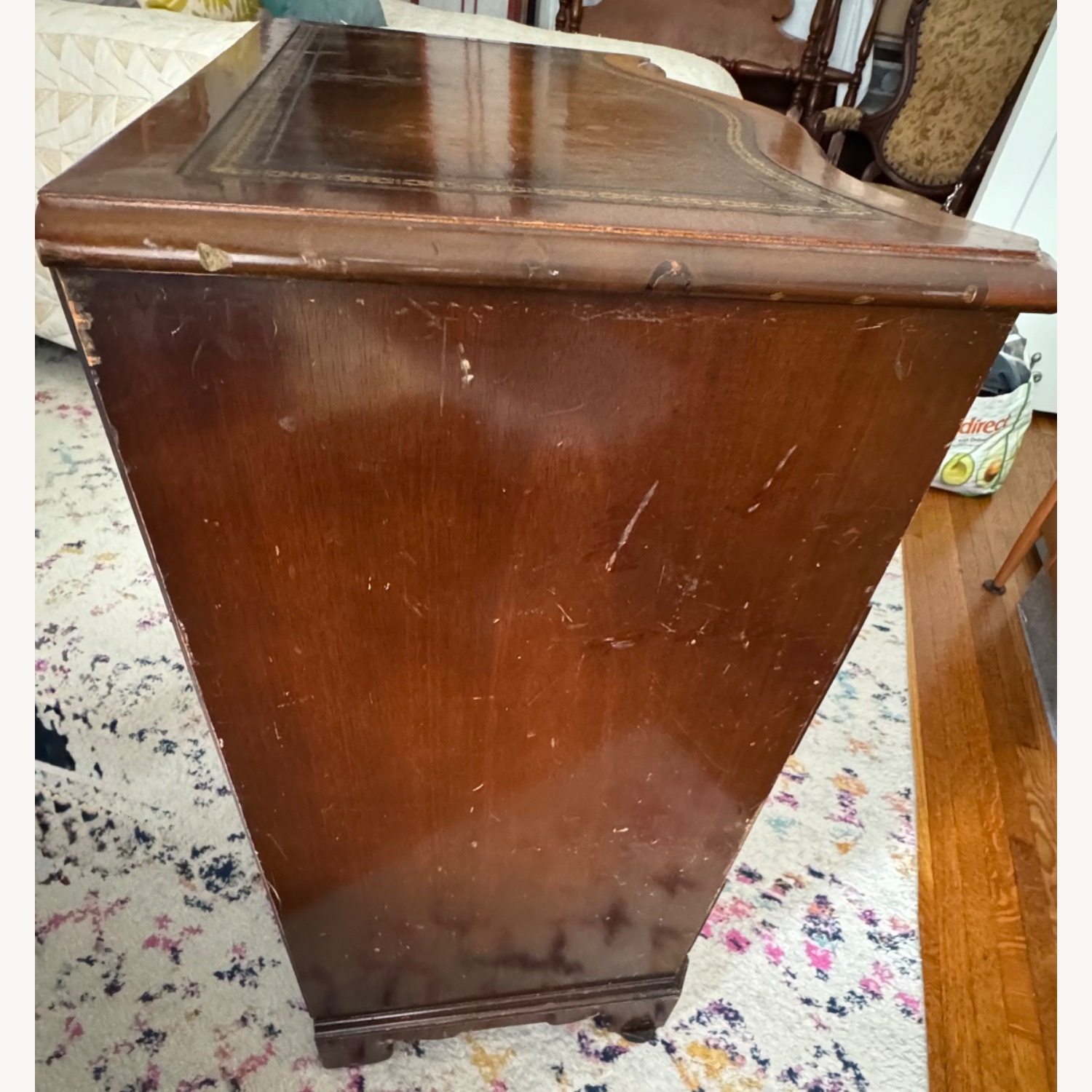 Lane Vintage Chest w Curved wood Leather Top - image-1
