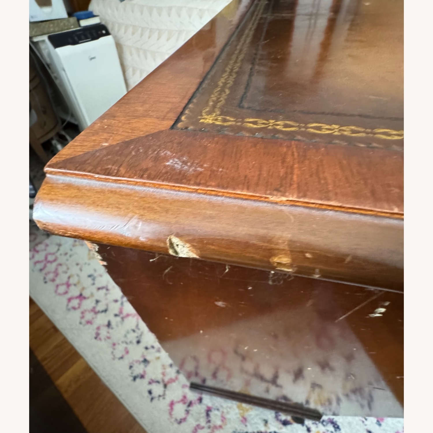 Lane Vintage Chest w Curved wood Leather Top - image-4