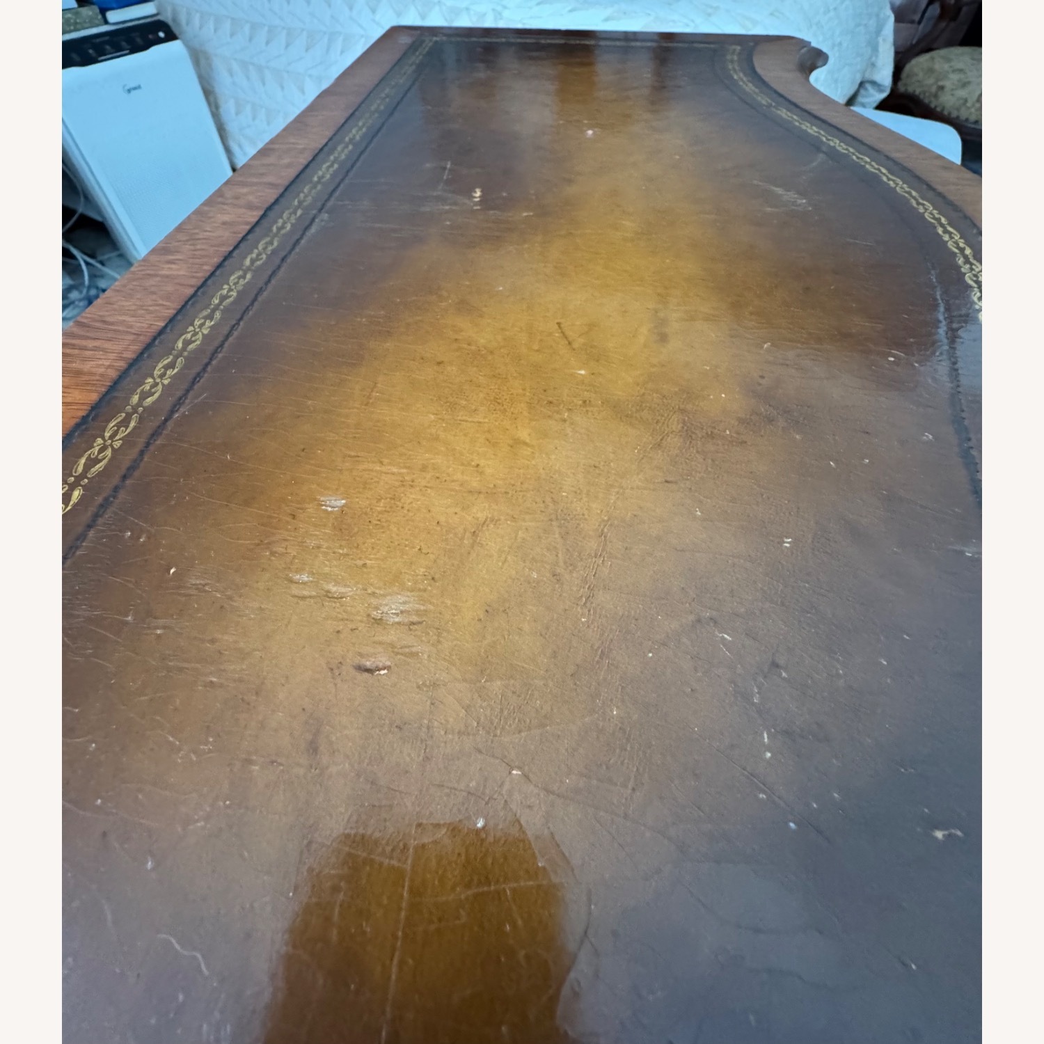 Lane Vintage Chest w Curved wood Leather Top - image-7