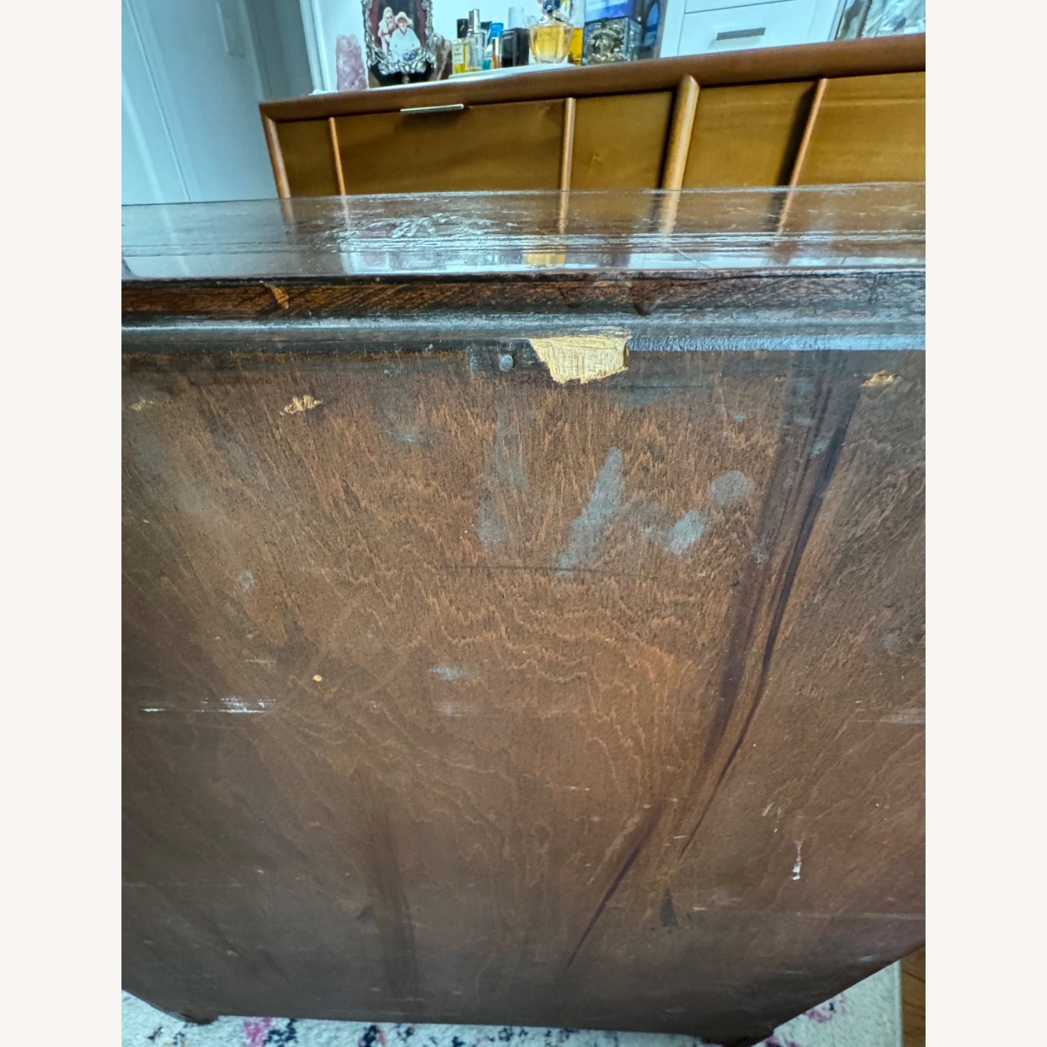 Lane Vintage Chest w Curved wood Leather Top - image-3