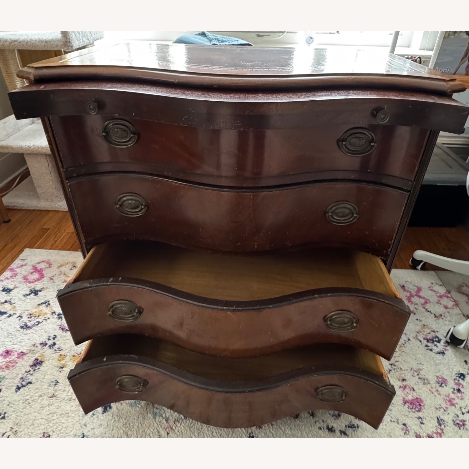 Lane Vintage Chest w Curved wood Leather Top - image-9