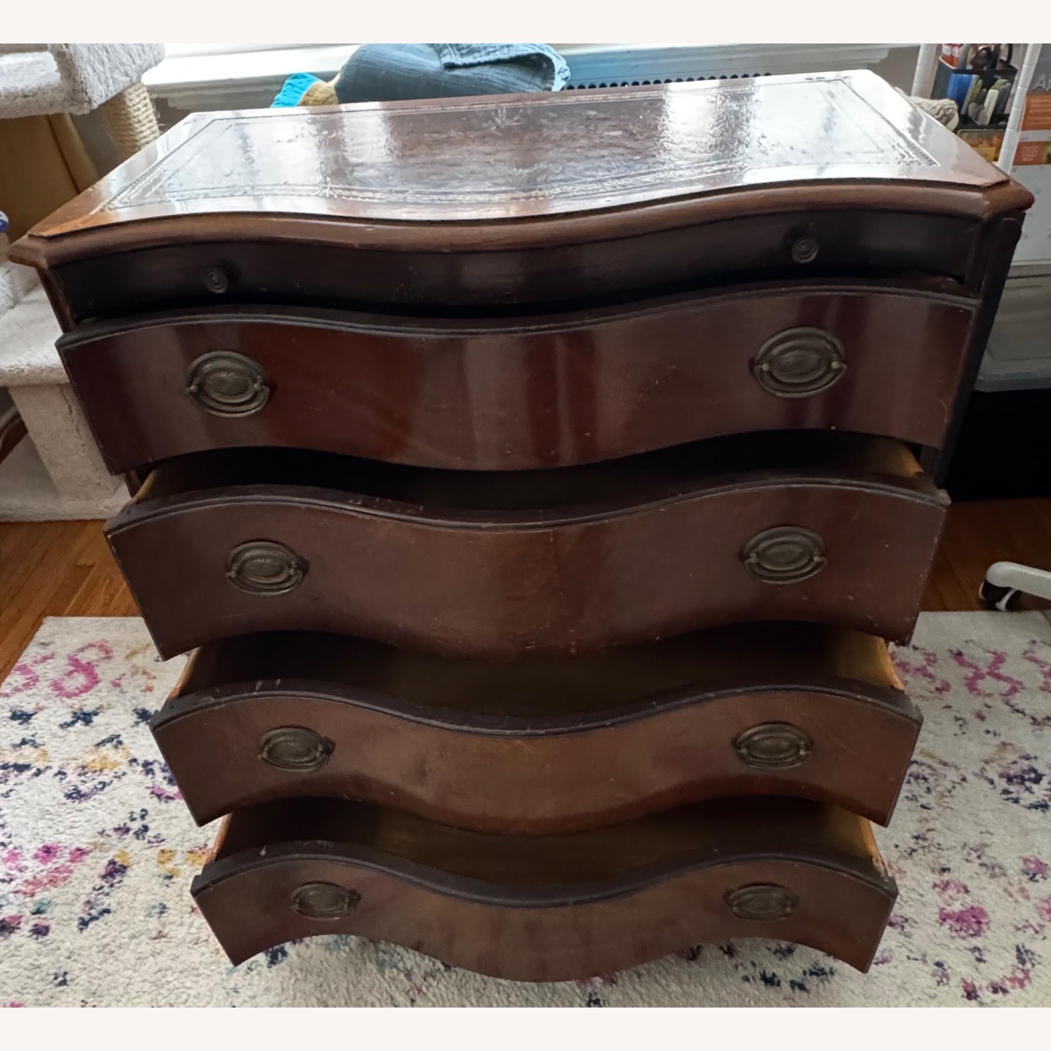 Lane Vintage Chest w Curved wood Leather Top - image-10