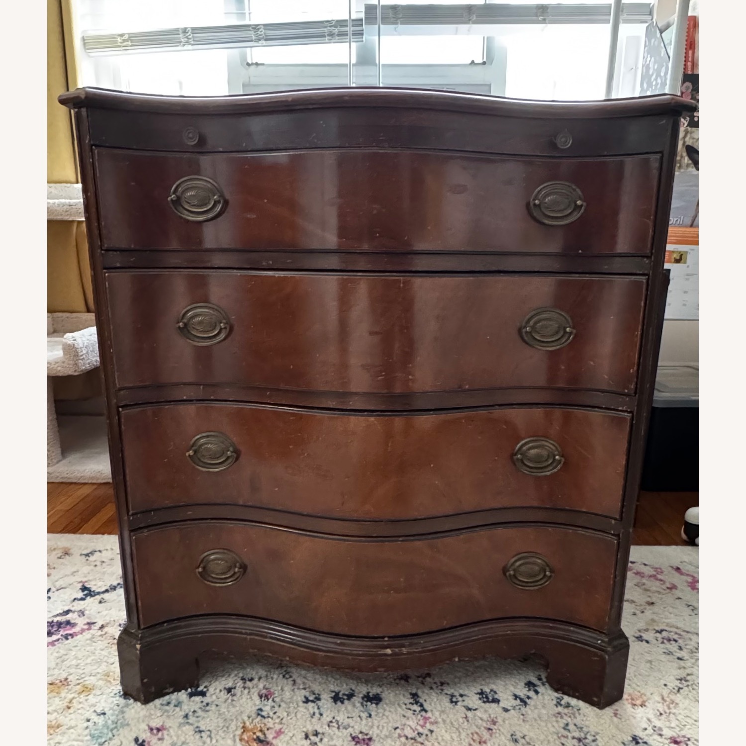 Lane Vintage Chest w Curved wood Leather Top - image-0