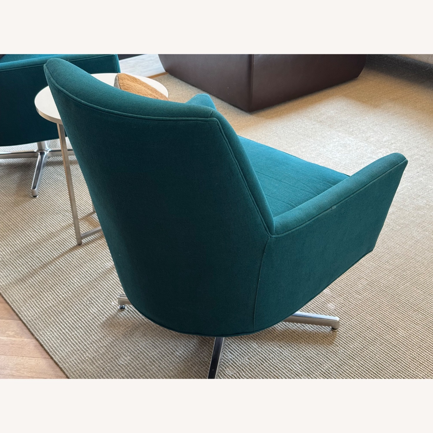 Pair of ABC Carpet & Home Swivel Chairs in Dark Teal Green - image-3
