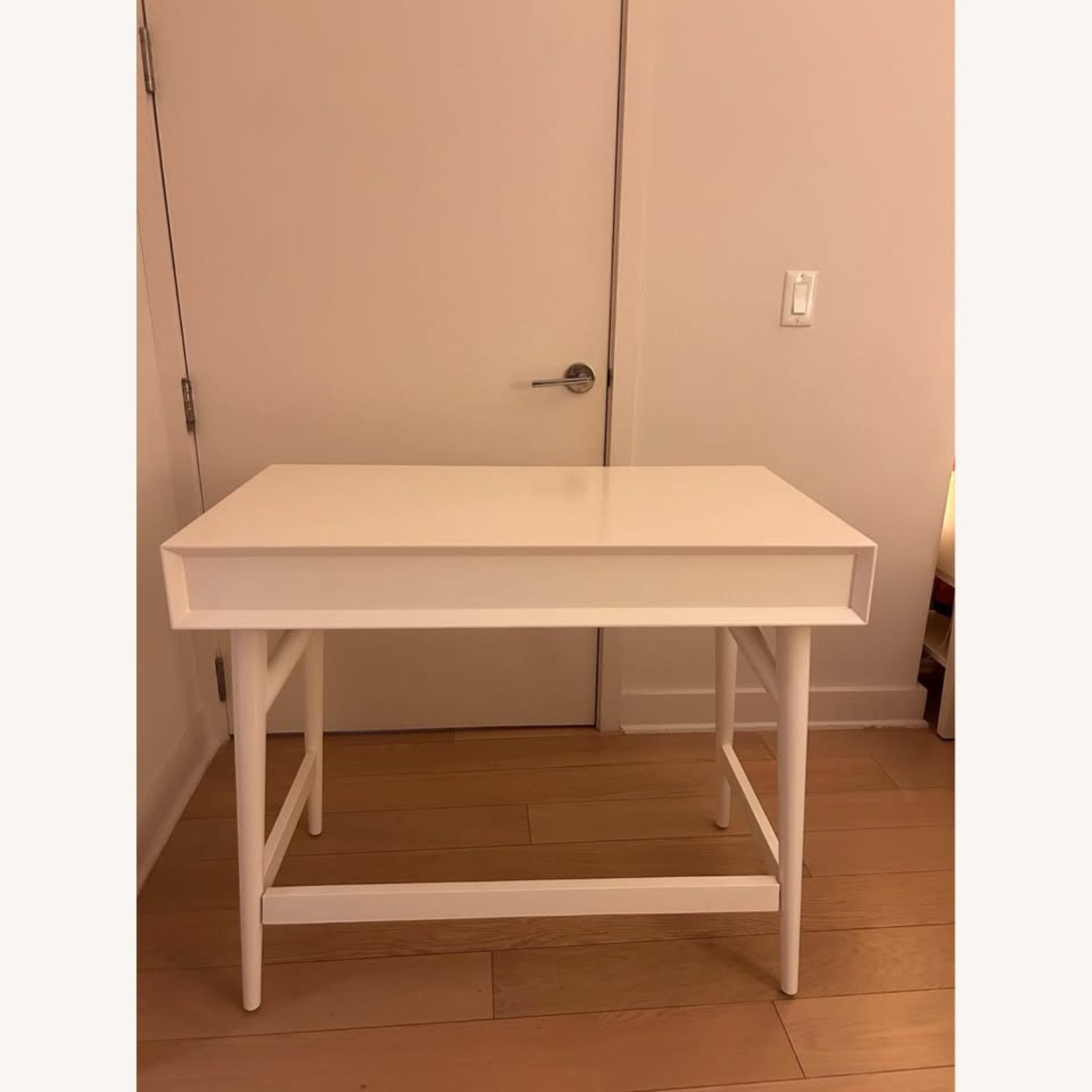 CB2 White Desk with Drawer - image-3