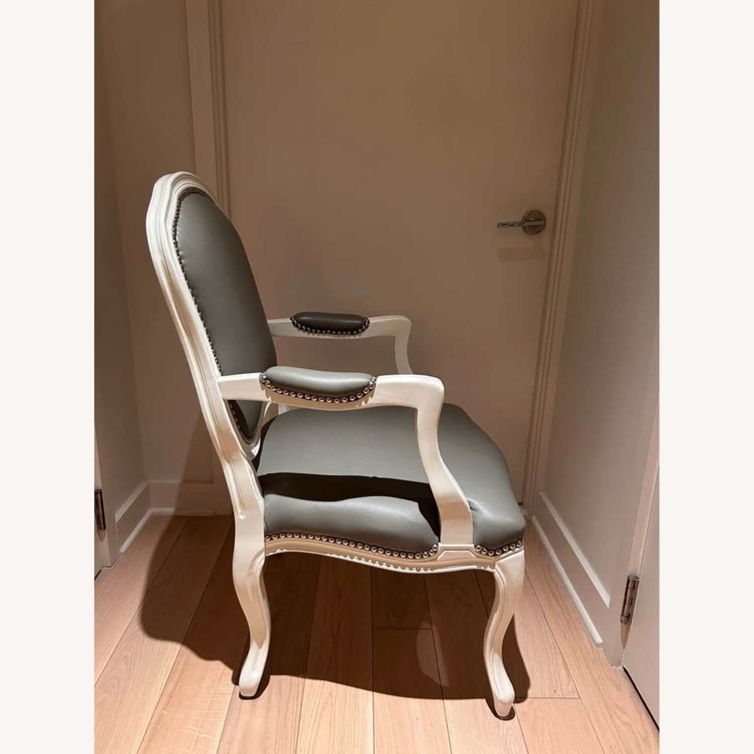CB2 Stick Around White Grey Arm Chair - image-2