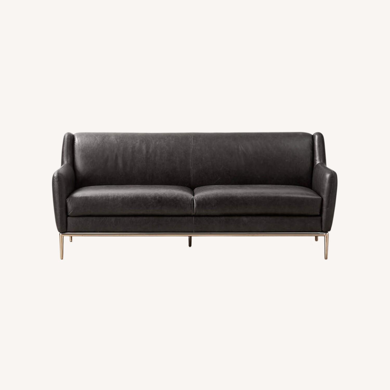CB2 Alfred Black Leather Sofa - image-0
