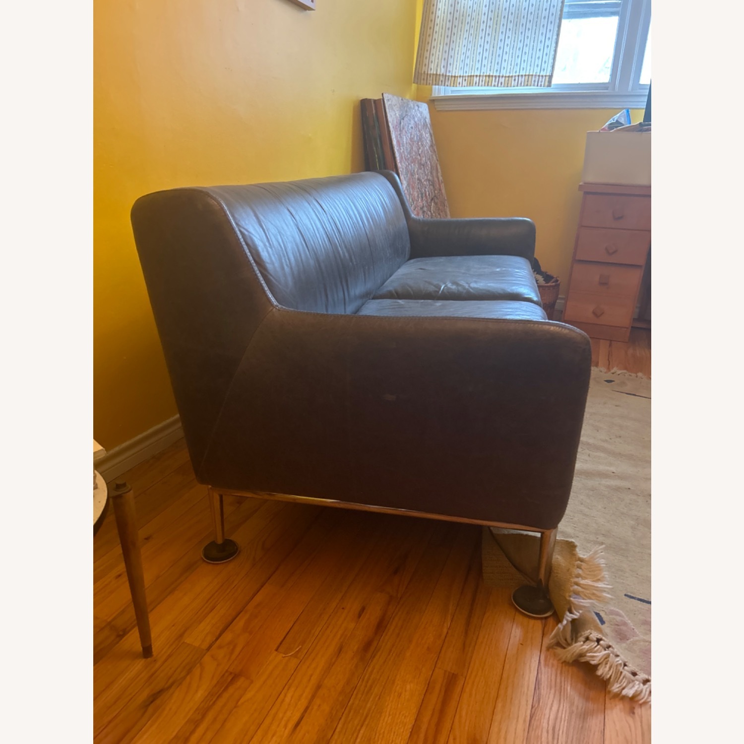 CB2 Alfred Black Leather Sofa - image-2