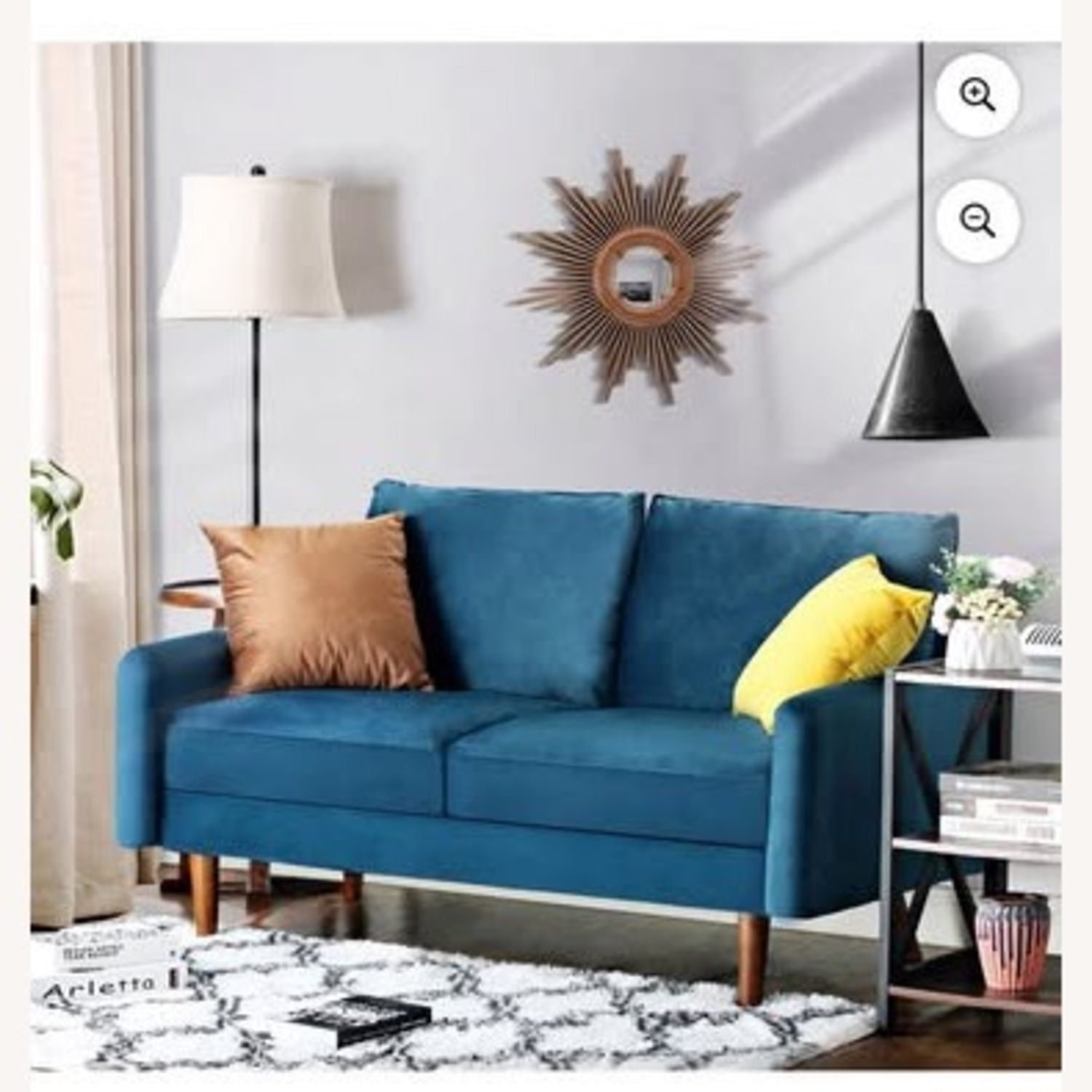 Walmart 56.3'' Velvet Round Arm Loveseat Couch - image-5