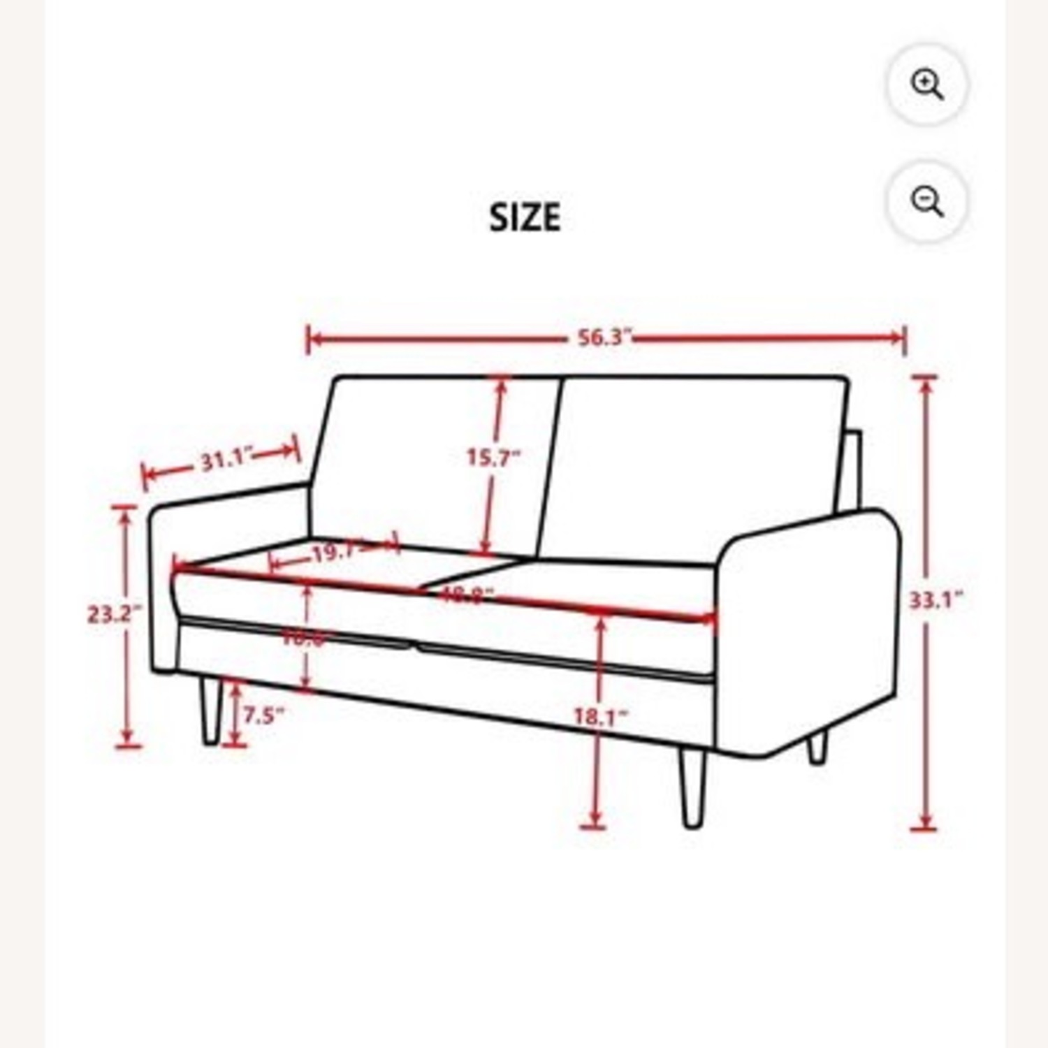 Walmart 56.3'' Velvet Round Arm Loveseat Couch - image-6