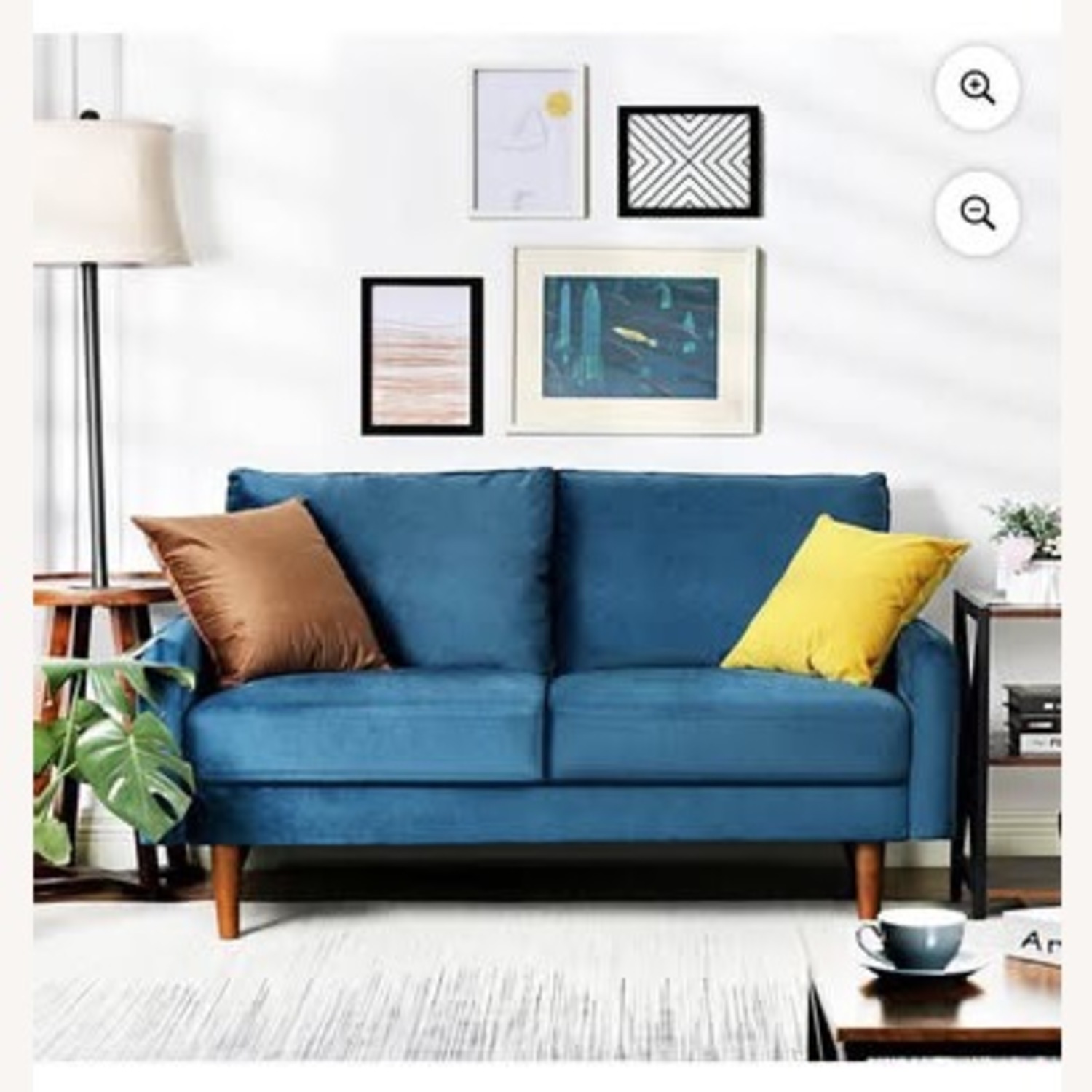 Walmart 56.3'' Velvet Round Arm Loveseat Couch - image-4