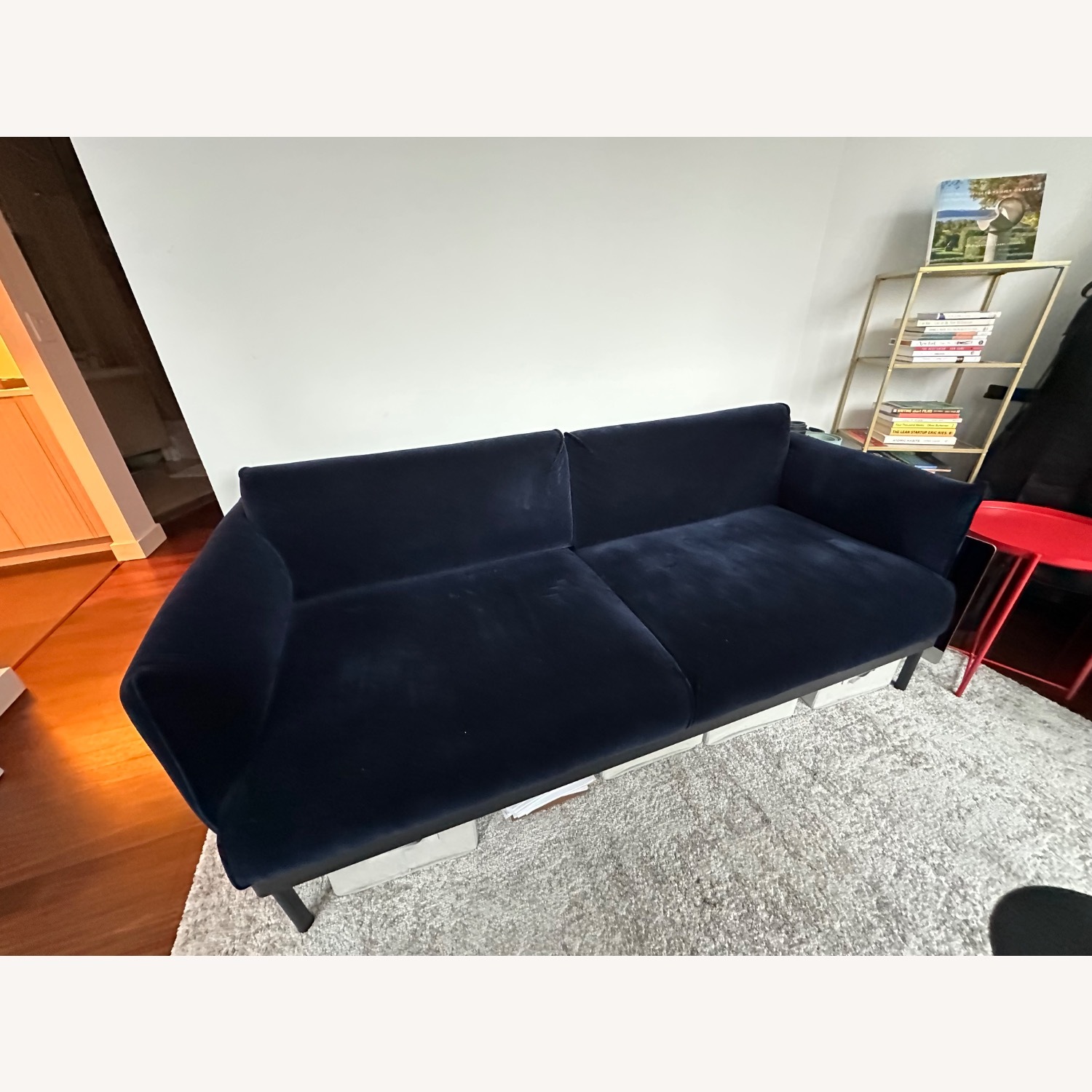 IKEA ÄPPLARYD Blue Velvet Couch Loveseat - image-1