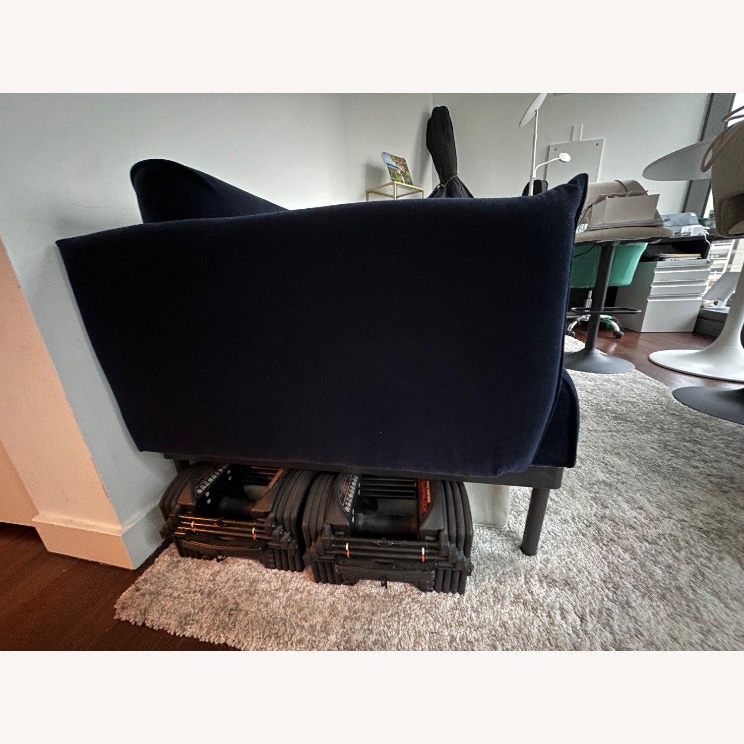 IKEA ÄPPLARYD Blue Velvet Couch Loveseat - image-3