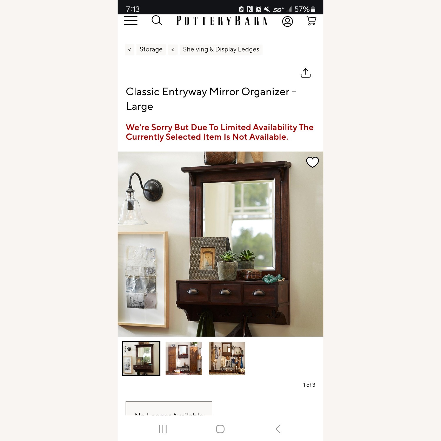 Pottery Barn Classic Entryway Mirror Organizer - image-1