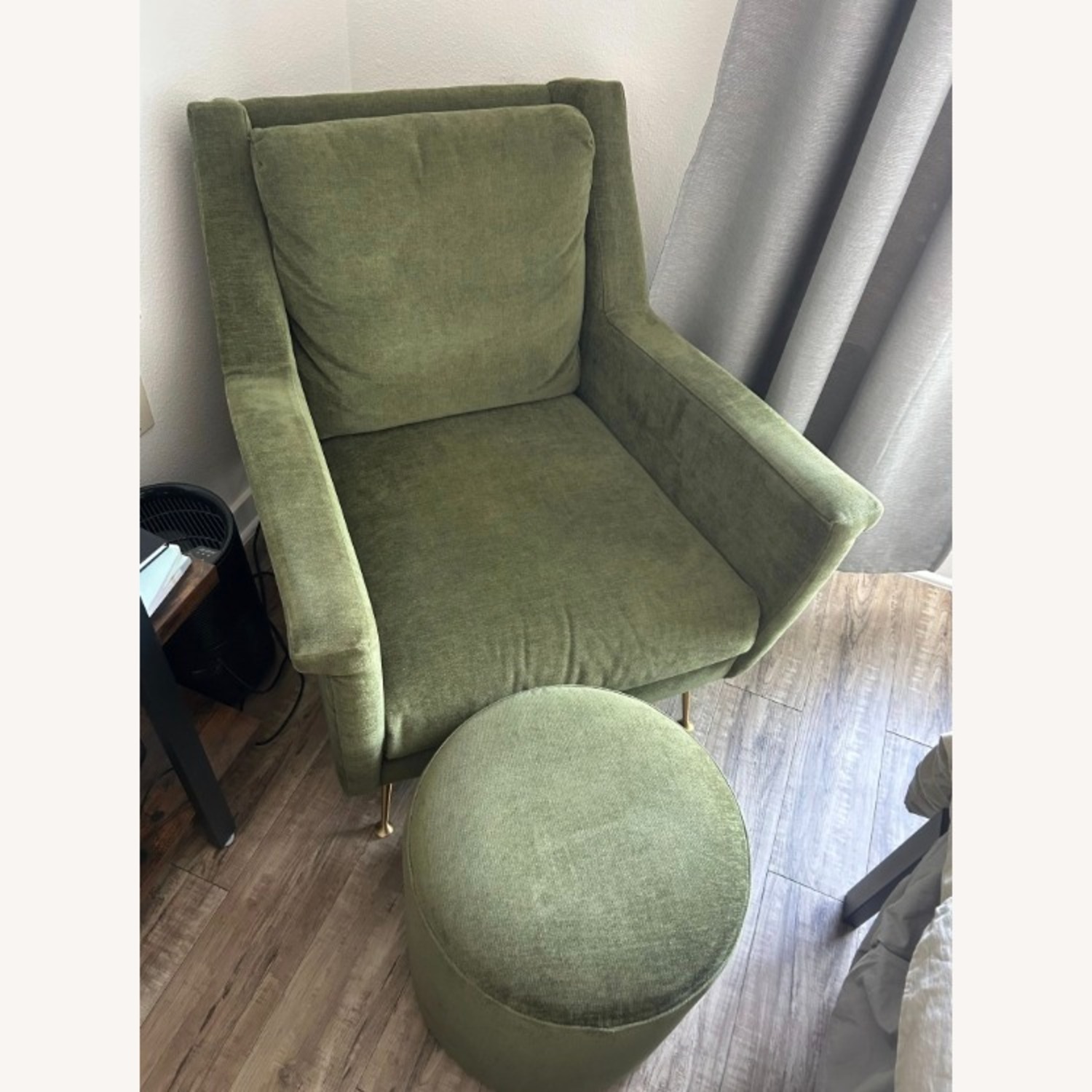 West Elm Carlo Mid-Century Armchair + Ottoman - image-1