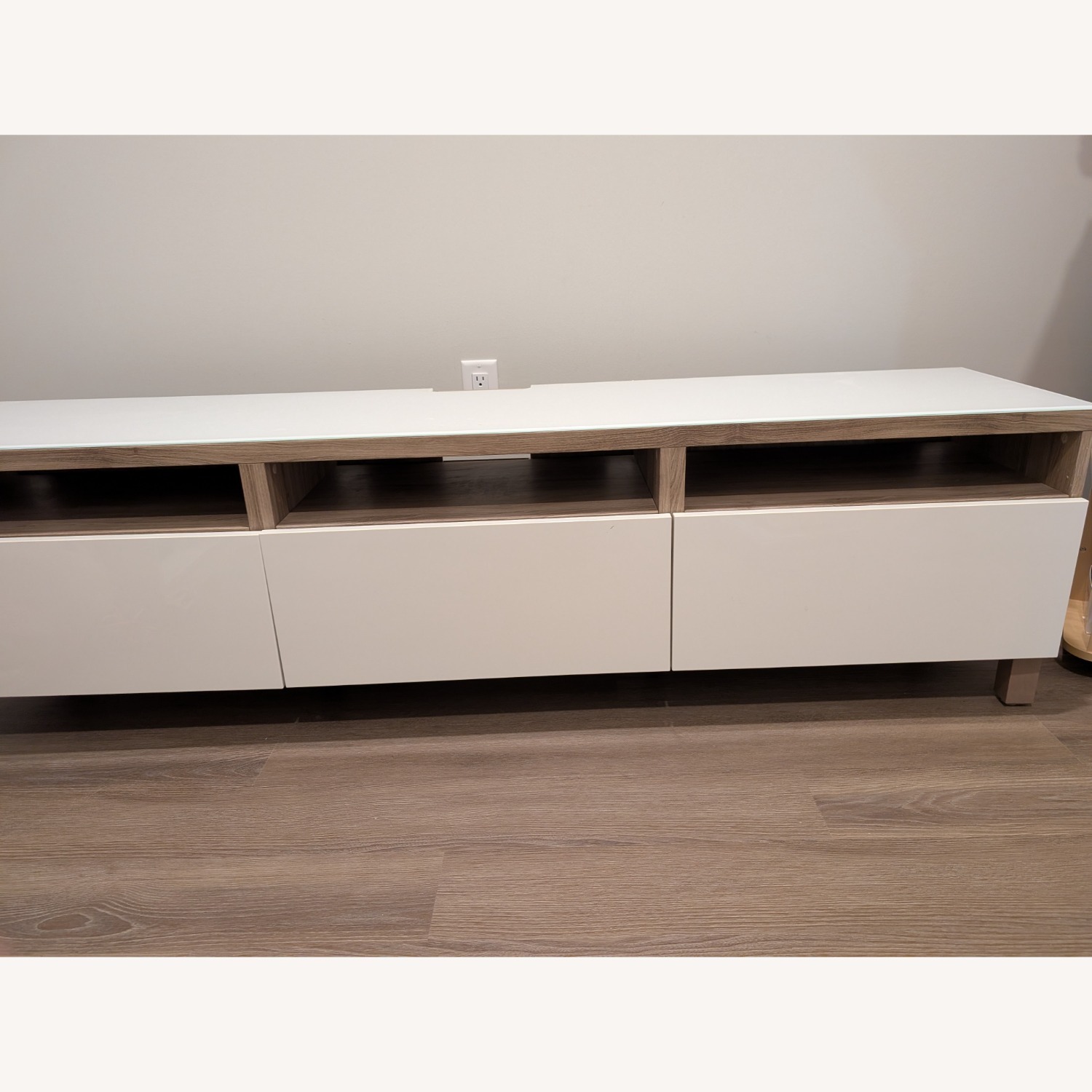 IKEA White and Dark Wood TV Stand  - image-2