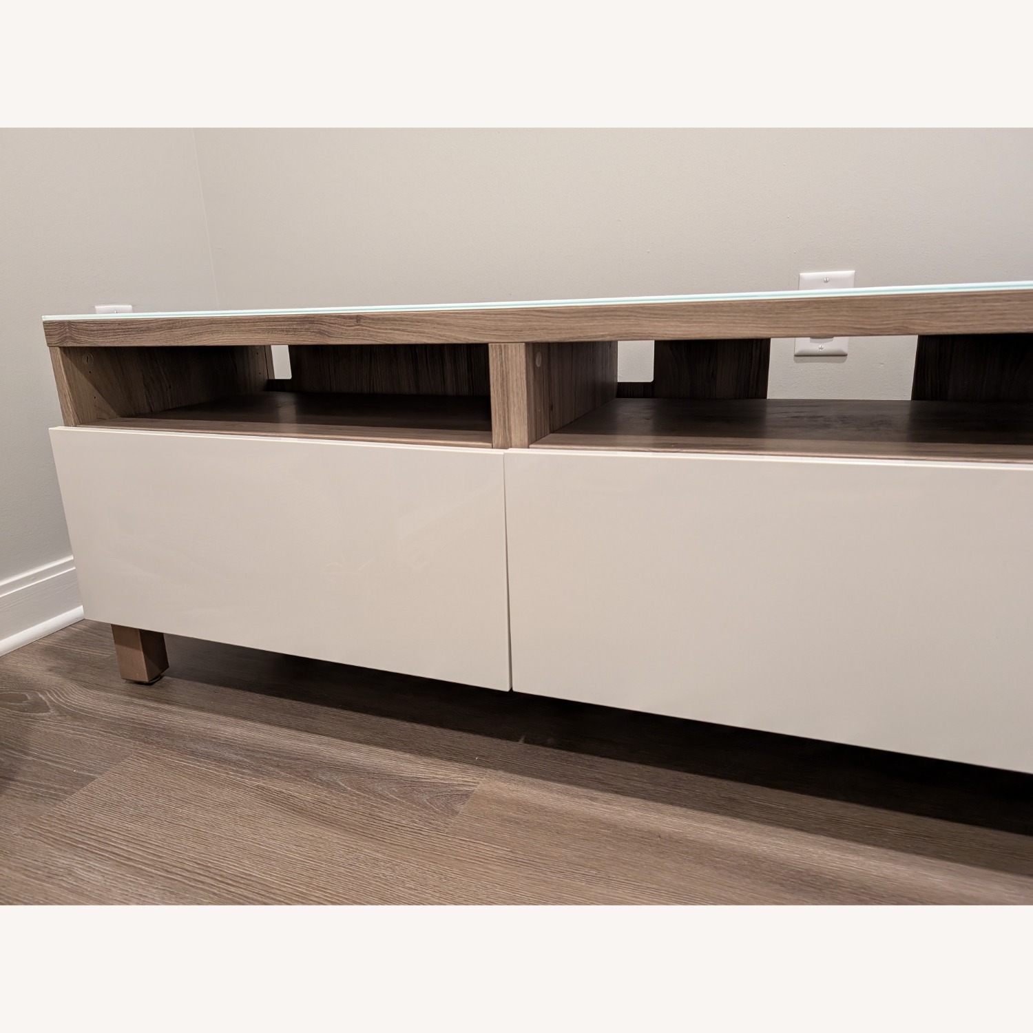 IKEA White and Dark Wood TV Stand  - image-5