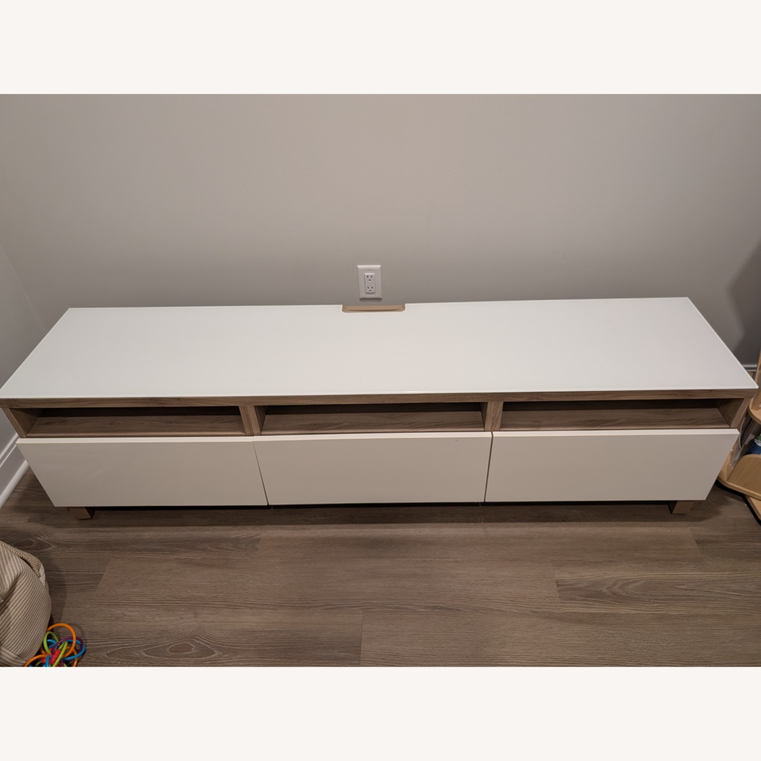 IKEA White and Dark Wood TV Stand  - image-1