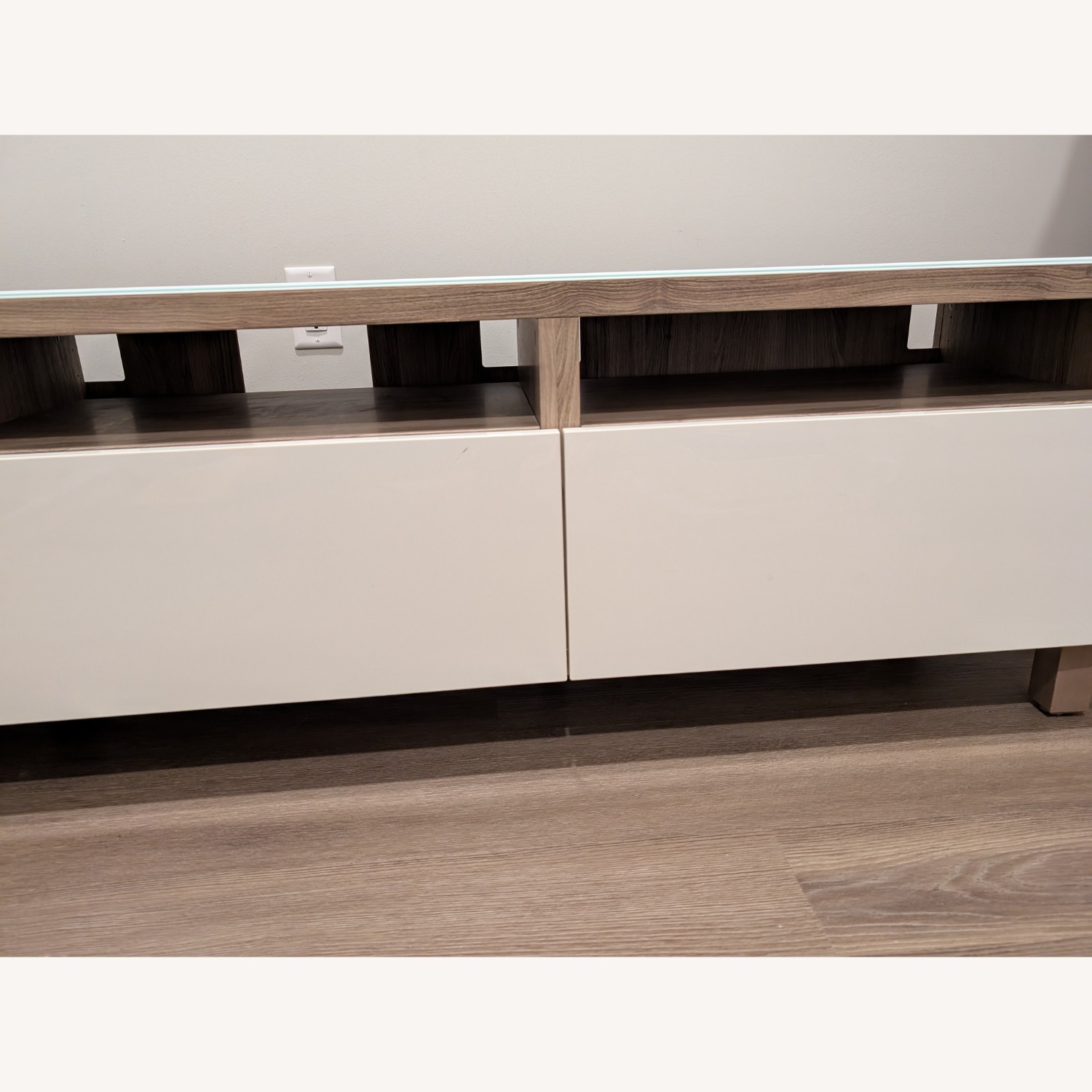 IKEA White and Dark Wood TV Stand  - image-4