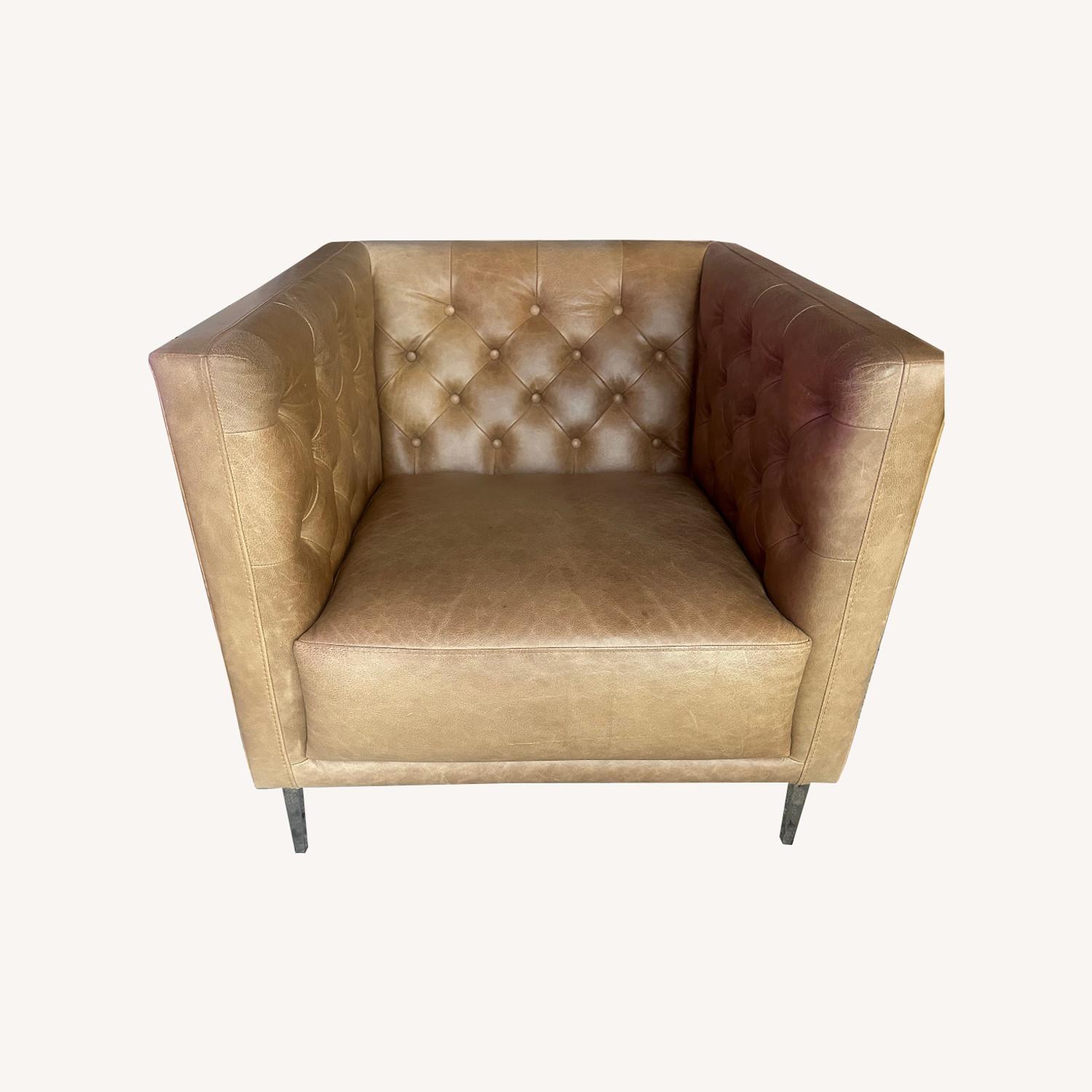 CB2 Savile Bello Saddle Leather Tufted Chair - image-0