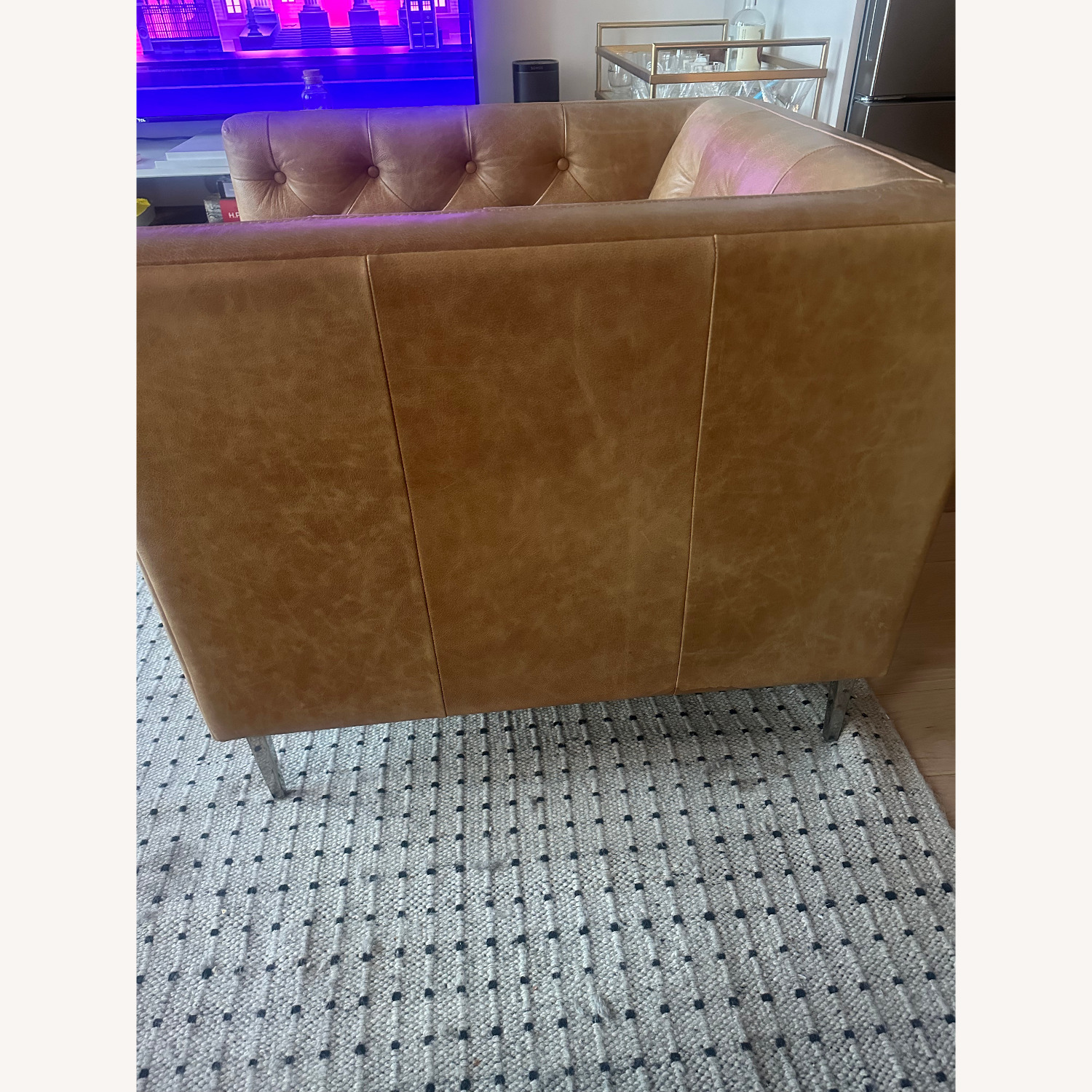 CB2 Savile Bello Saddle Leather Tufted Chair - image-3