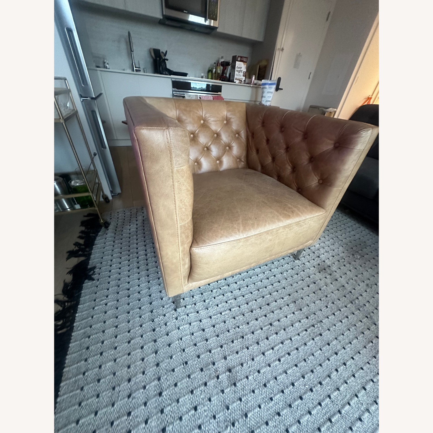 CB2 Savile Bello Saddle Leather Tufted Chair - image-1