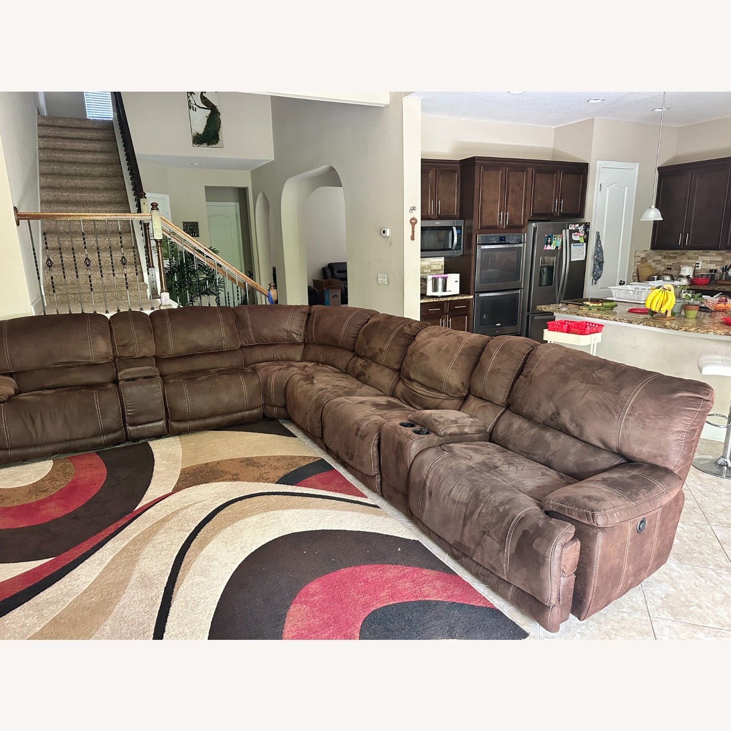 Rooms To Go Brown Multi Sectional With Auto/Manual Recliner - image-1