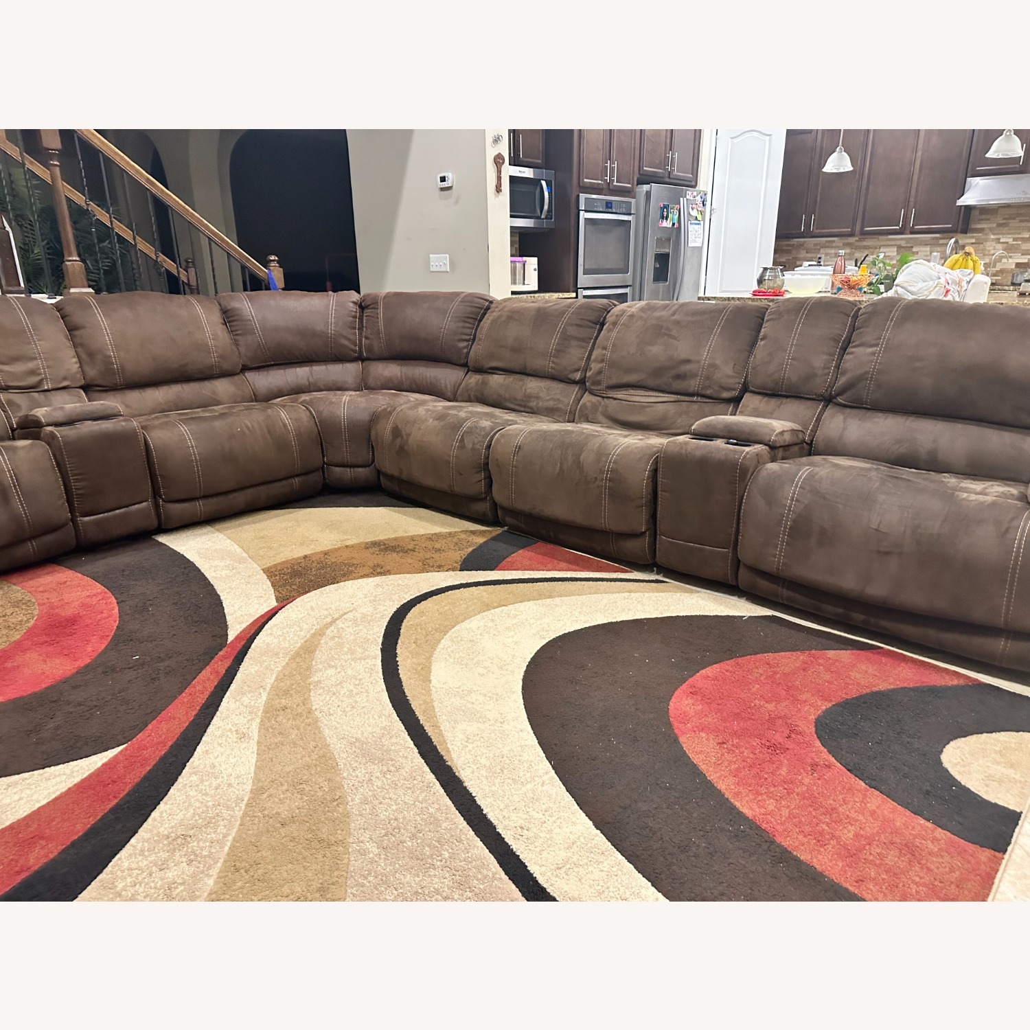 Rooms To Go Brown Multi Sectional With Auto/Manual Recliner - image-0