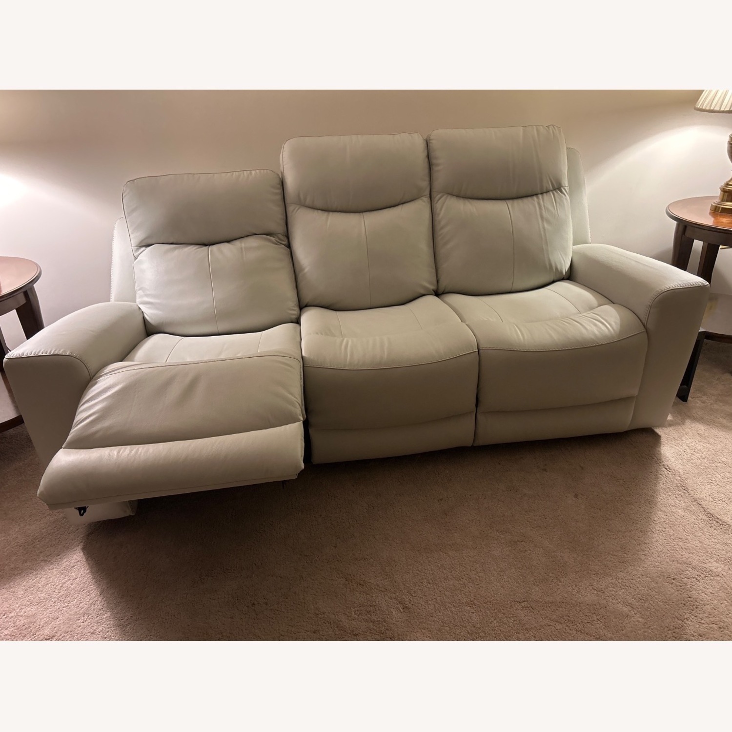 Mindanao White Leather Reclining Sofa - image-1