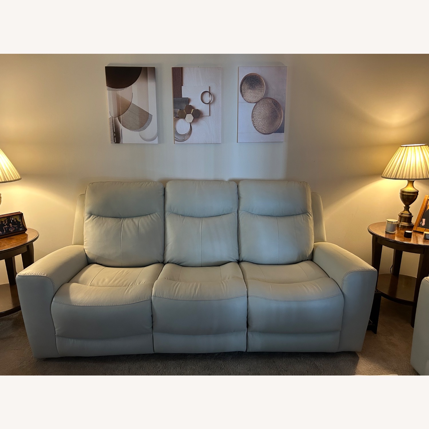 Mindanao White Leather Reclining Sofa - image-3