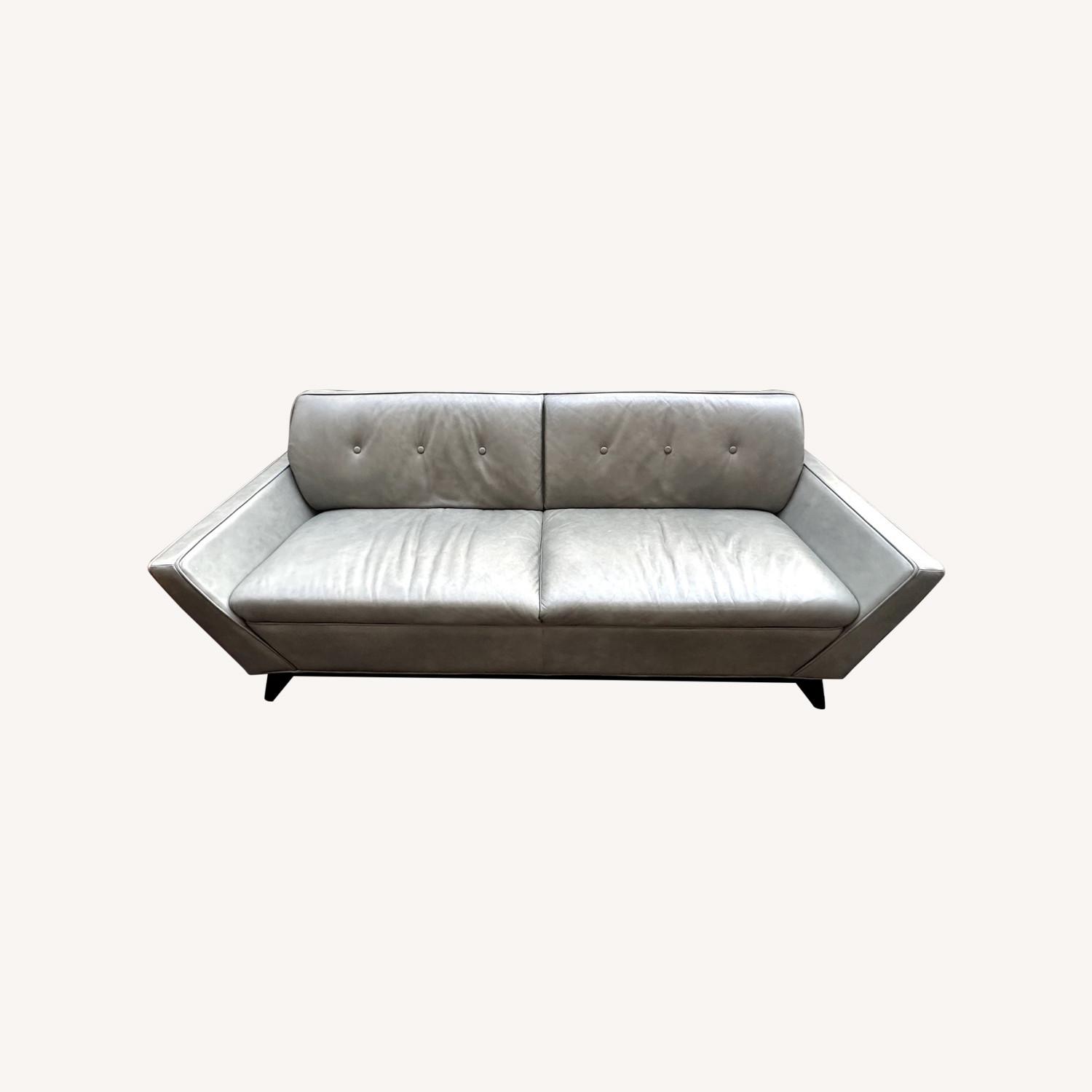 Light Grey Leather Sofa - image-0